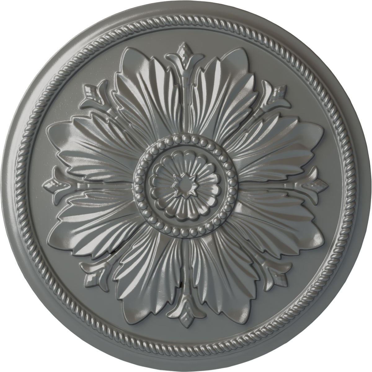 Ekena Millwork CM23KASLS Kaya 23.625-in W x 23.625-in L Painted Silver Polyurethane Whole Ceiling Medallion