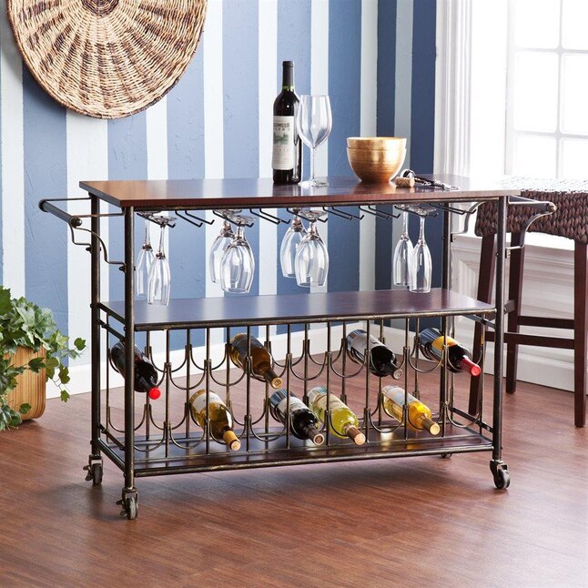 Boston Loft Furnishings Brown Metal Base with MDF Wood Top Kitchen Cart (17-in x 48.5-in x 29.25-in) Boston Loft Furnishings Brown Metal Base with MDF Wood Top Kitchen Cart (17-in x 48.5-in x 29.25-in)