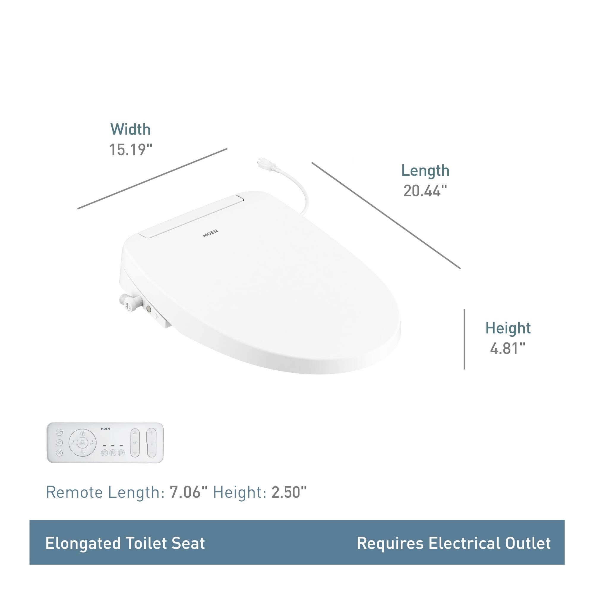 Biscuit Elongated Heated Electronic Bidet Seat with Remote