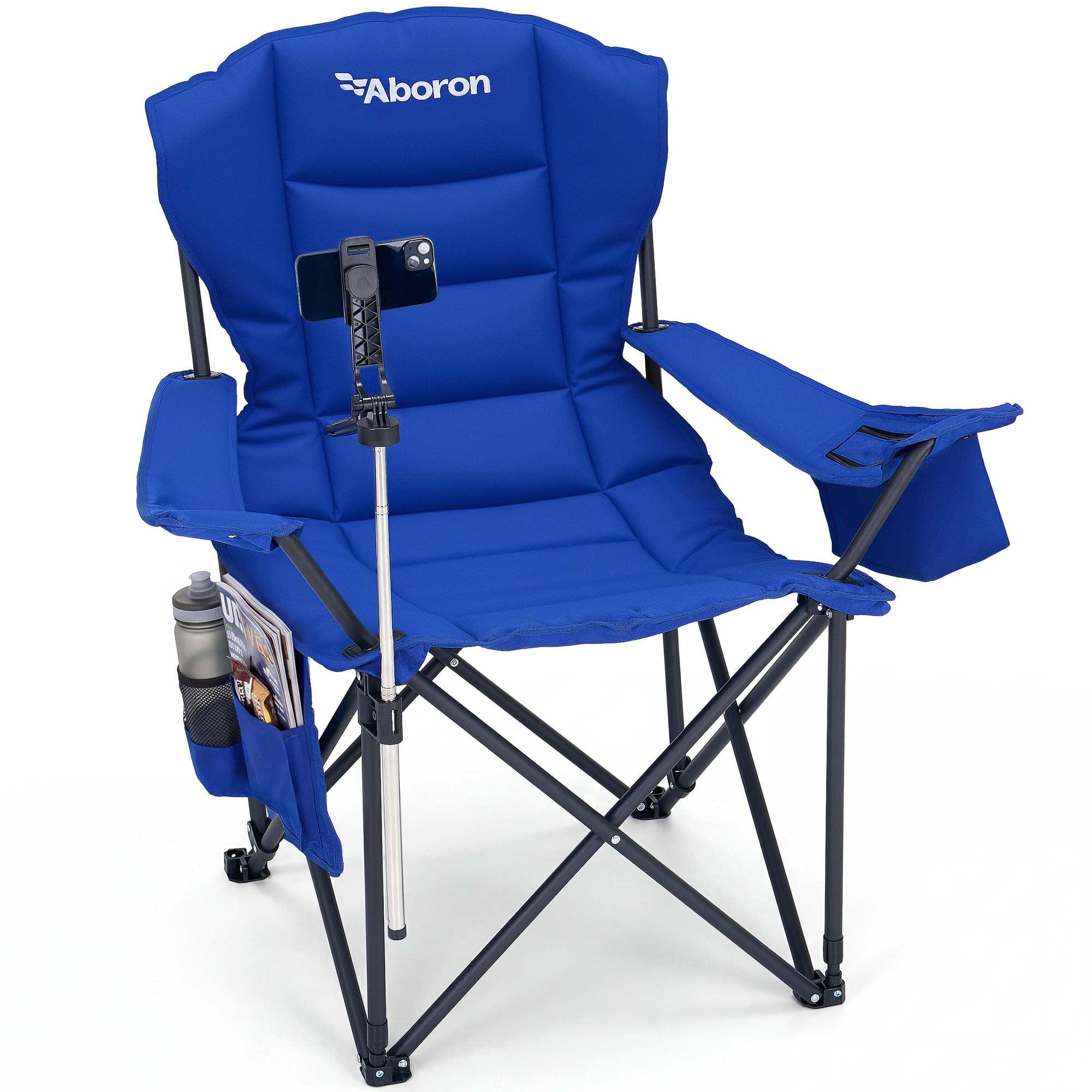 MOONCOOL -  Oversized Folding Camping Chair with Phone Holder Armrest Padded 600 Lbs with Cooler ...