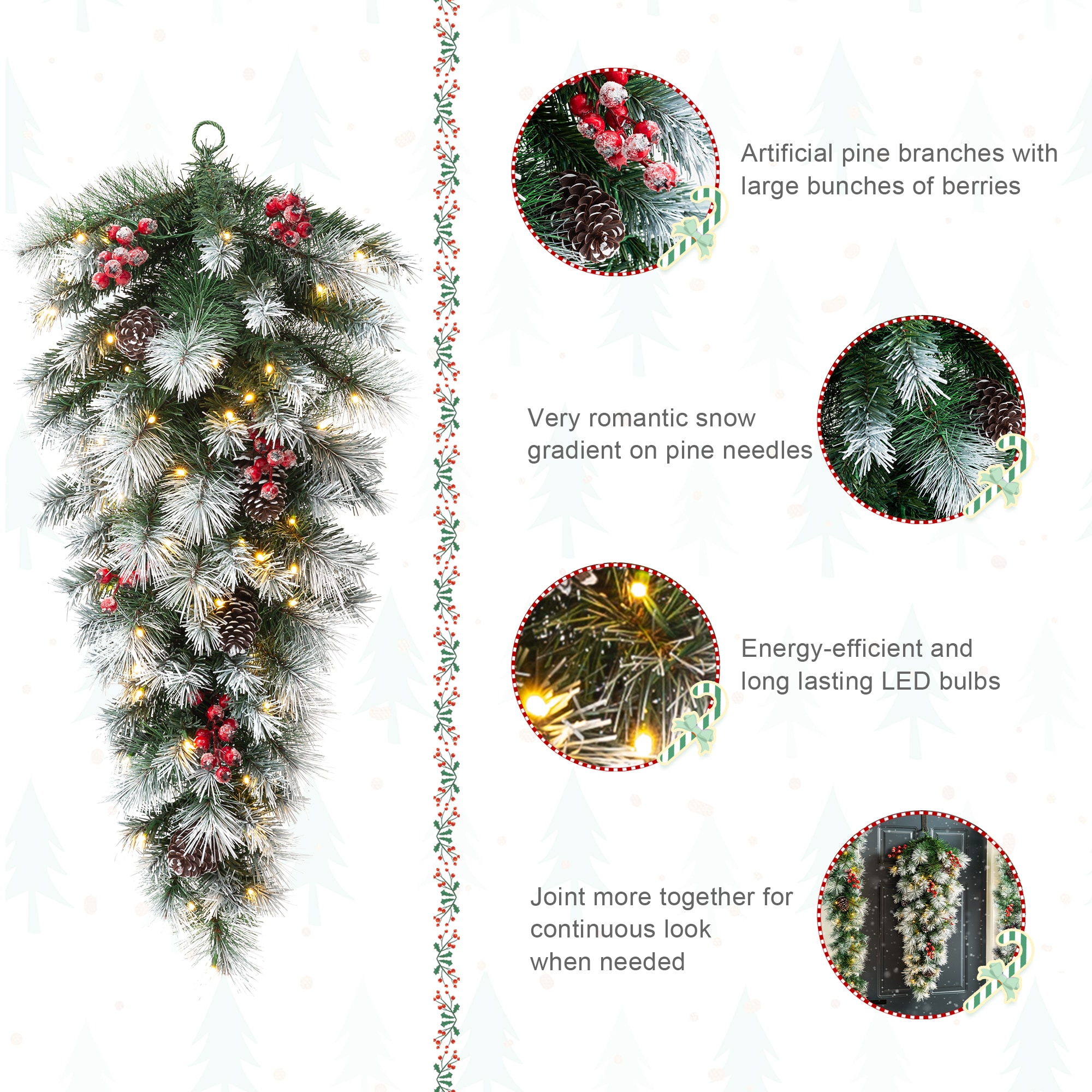 Glitzhome 2016000031 Artificial-Christmas-Garland - View #7