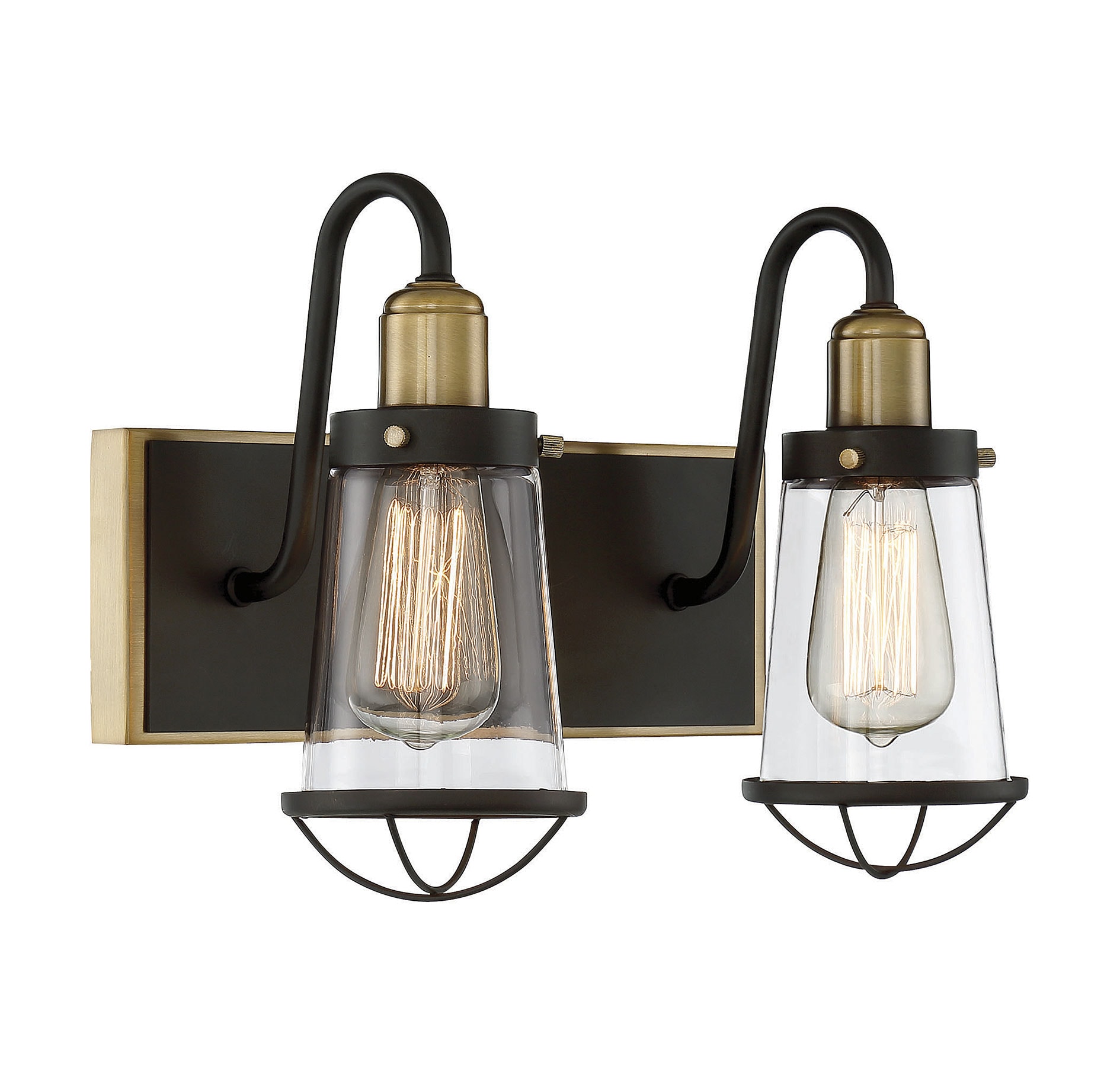 Lansing English Bronze & Warm Brass 2-Light Industrial Bath Bar