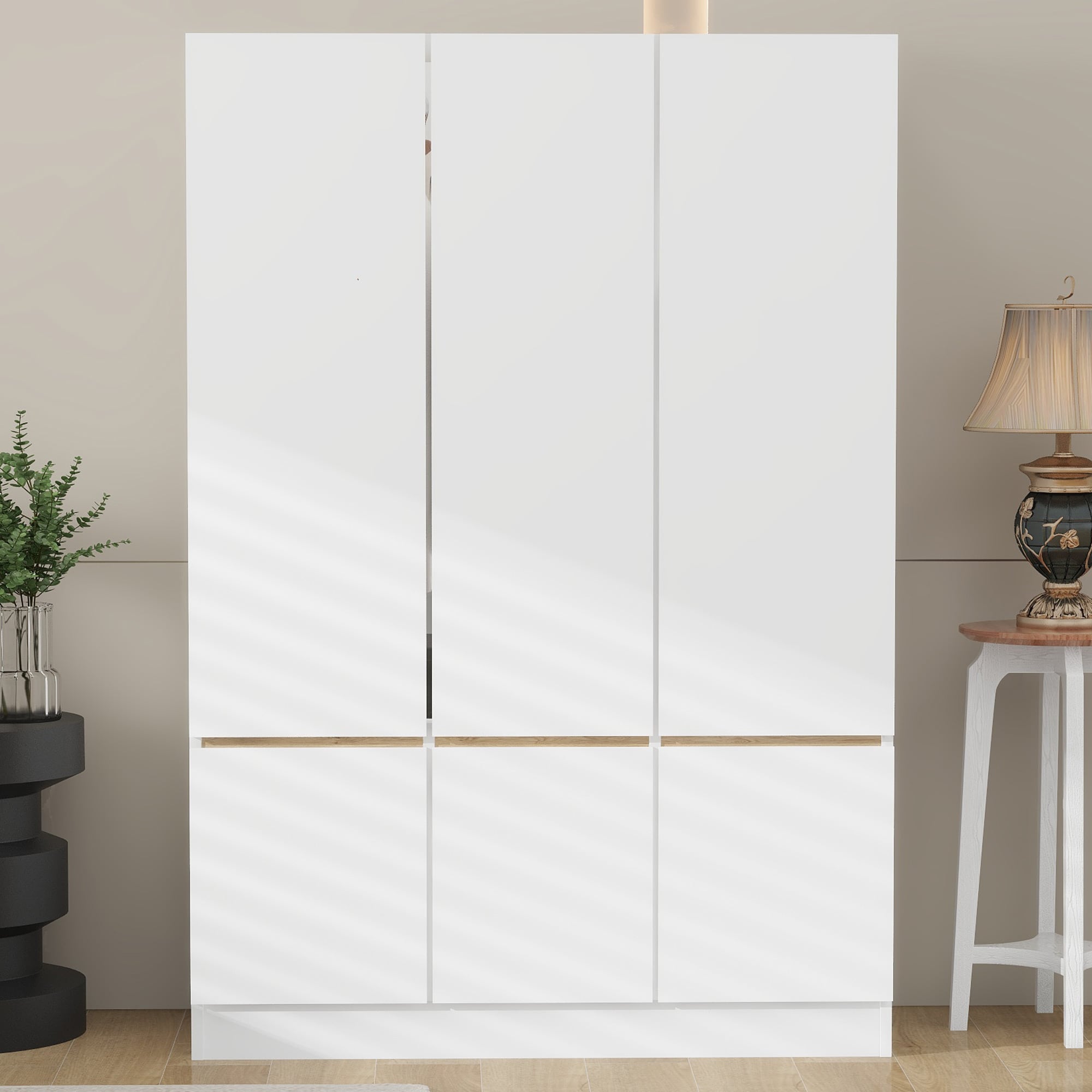 ModernLuxe 6Doors Wooden Wardrobe Storage for BedroomWhite