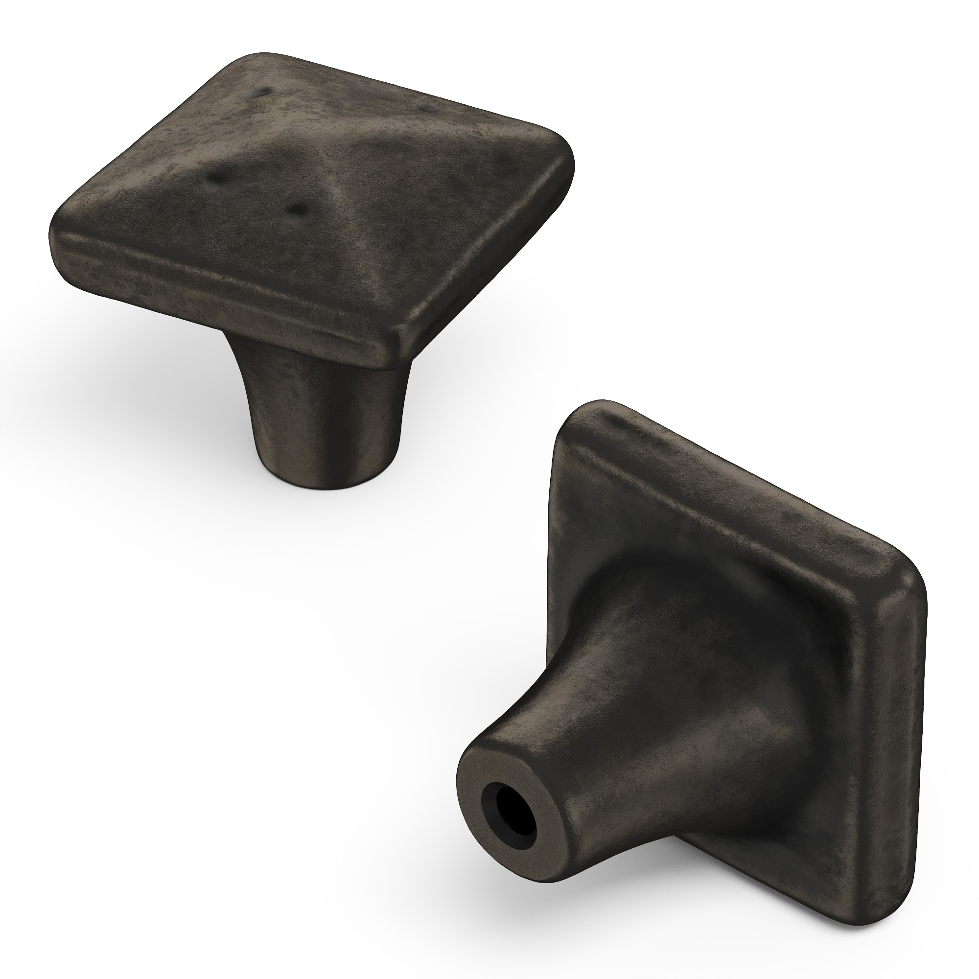 Hickory Hardware P3670-BI-10B Carbonite Black Iron Square Craftsman Cabinet Knob 10 -Pack