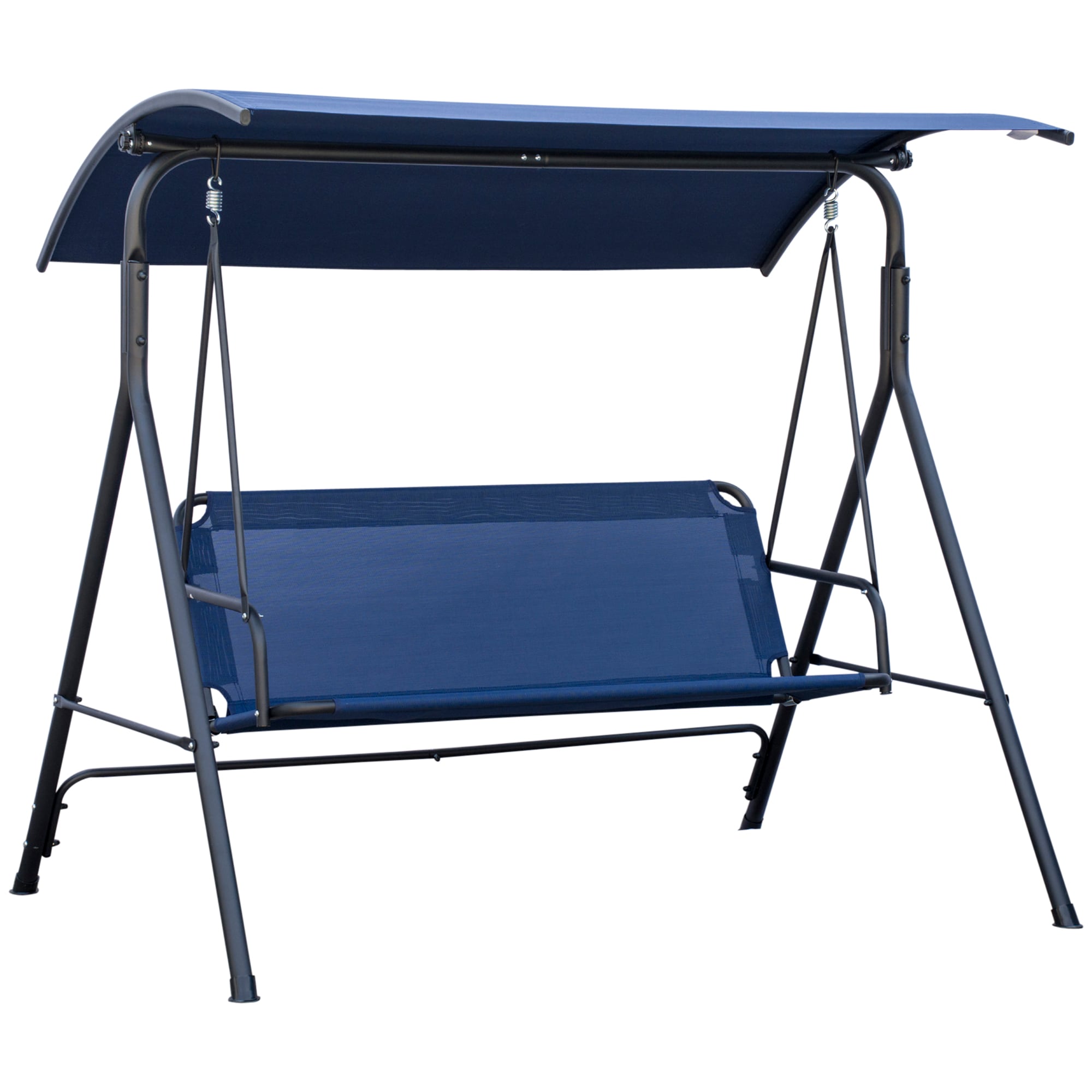 LUXEYARD - Outsunny 3-Person Porch Swing Bench with Stand and Adjustable Canopy Armrests Steel Fr...