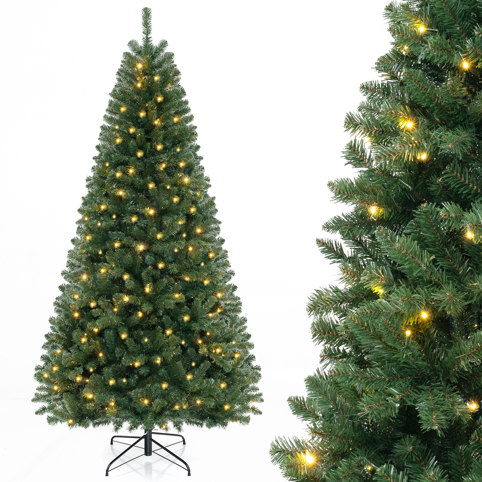LIVIZA - 8-ft Pre-lit Artificial Christmas Tree with White LED Lights