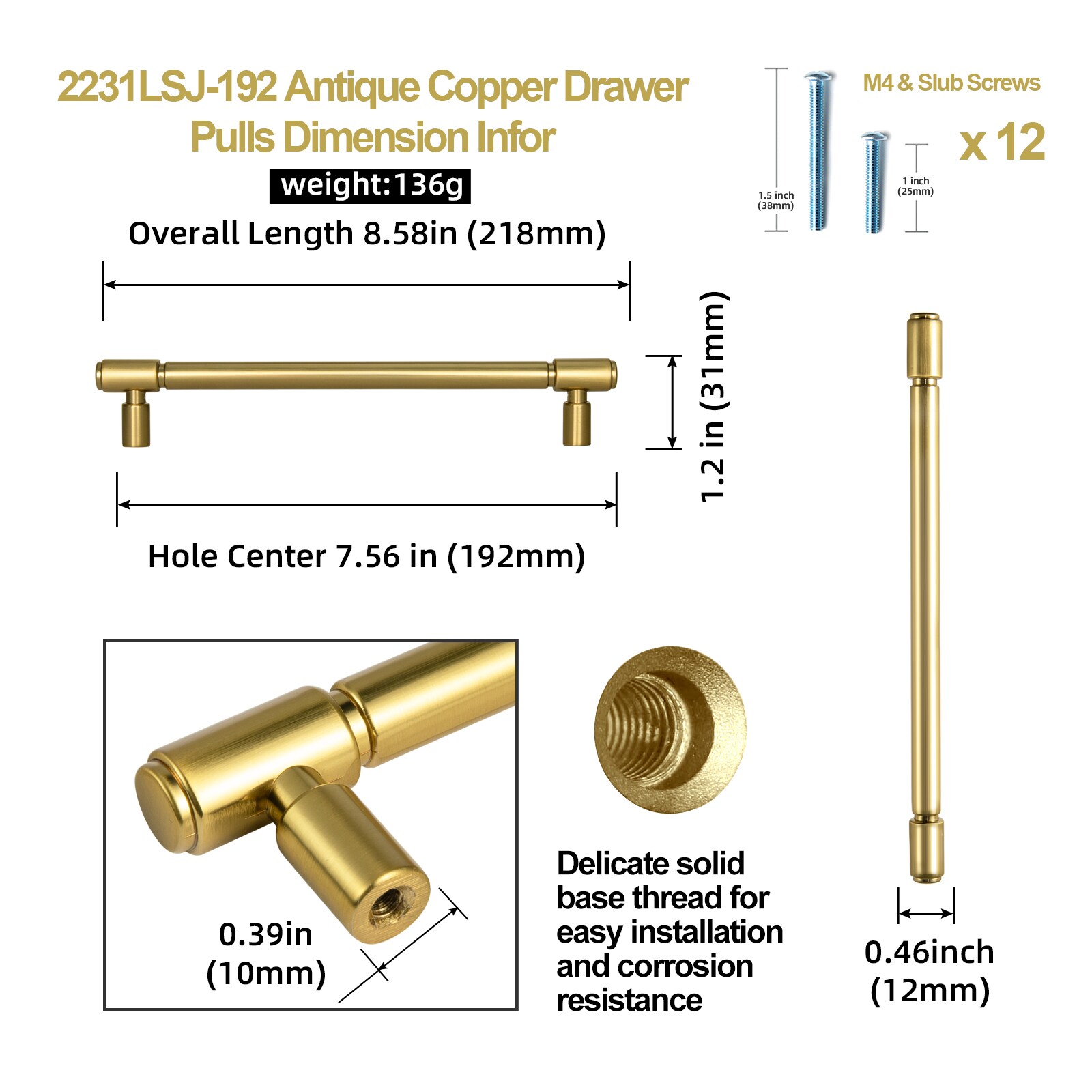 Miaokesen 2231LSJ-192 Cabinet-Pulls - View #2
