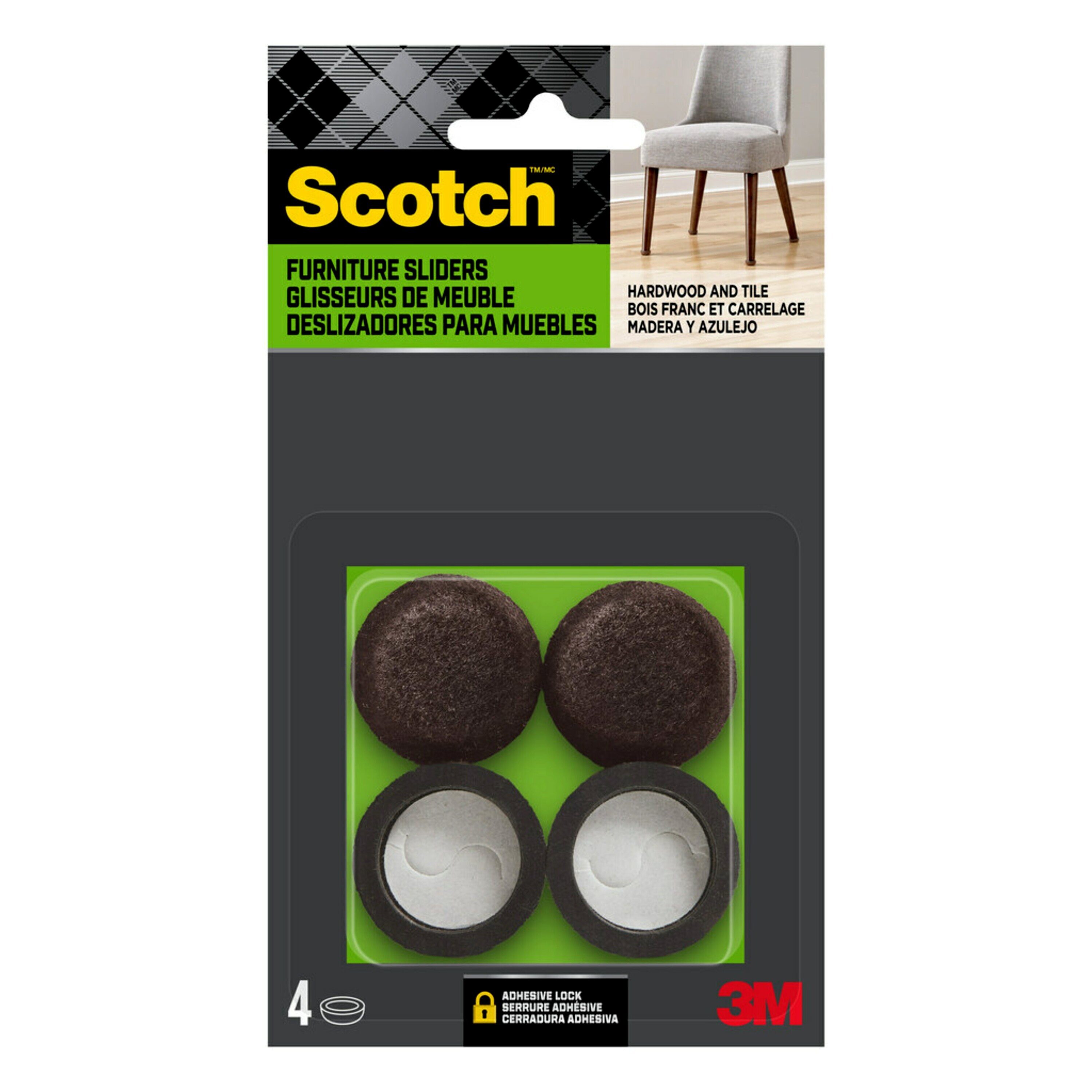 Scotch 16-Pack 1-in Brown Square Felt Furniture Pads in the Felt Pads  department at