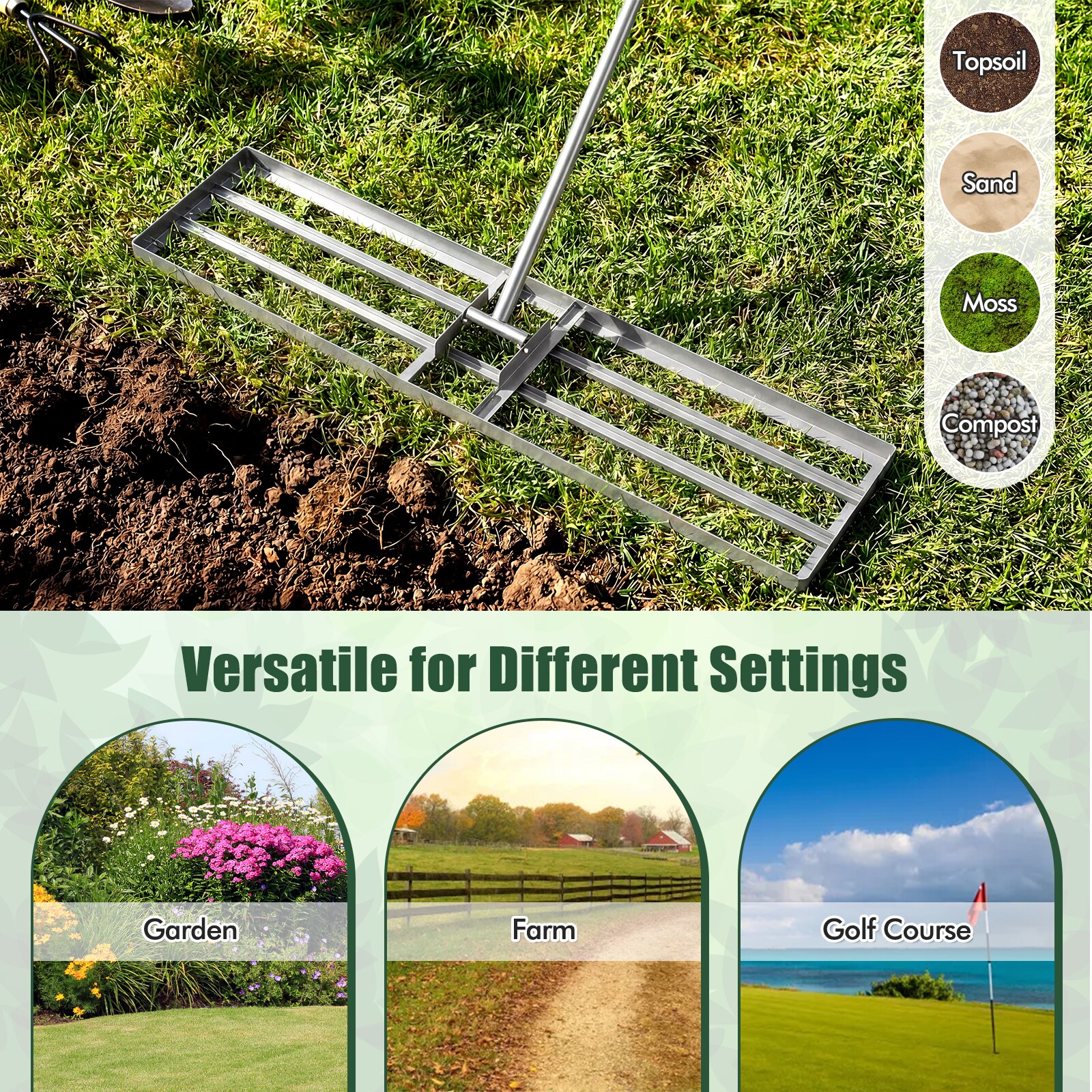 Costway CSHY006648 Level-Head-Rakes - View #6