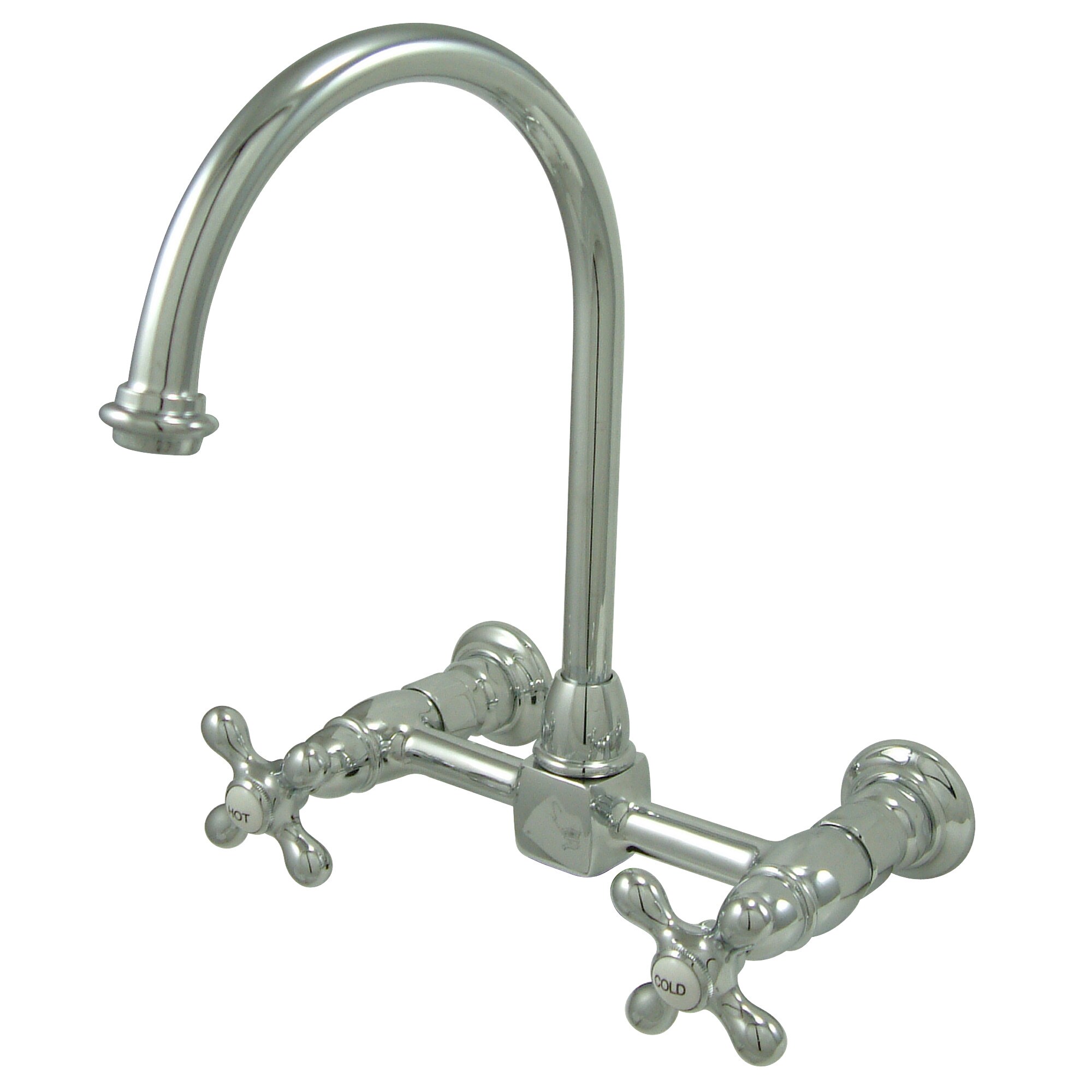 Kingston Brass WLKS1291AX Restoration Polished Chrome Double Handle Wall-mount Kitchen Faucet