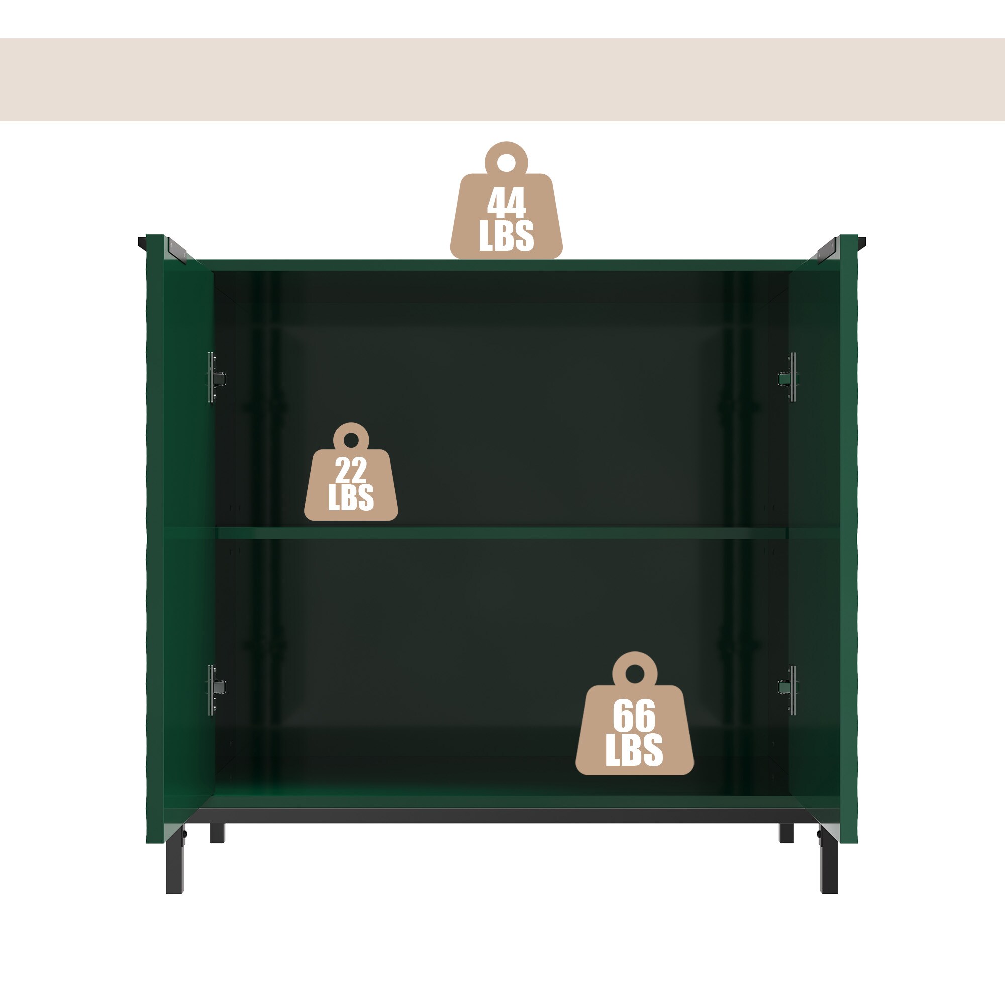 Green Glossy MDF Freestanding Accent Cabinet with Adjustable Shelving