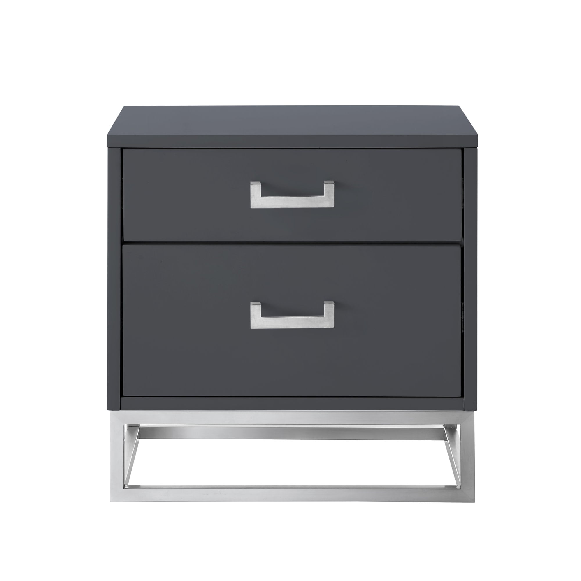 Nicole Miller NST156-09DG-LS Millani 20-in W x 24-in H Dark Grey/Chrome Wood veneer Rectangular Modern End Table with Storage Assembly Required