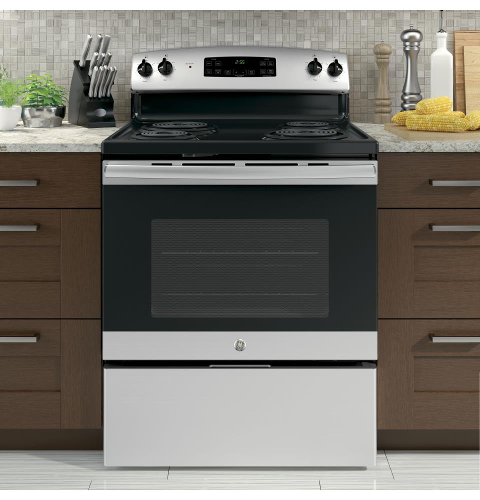 GE 30-in 4 Elements 5-cu ft Self-Cleaning Freestanding Electric Range ...