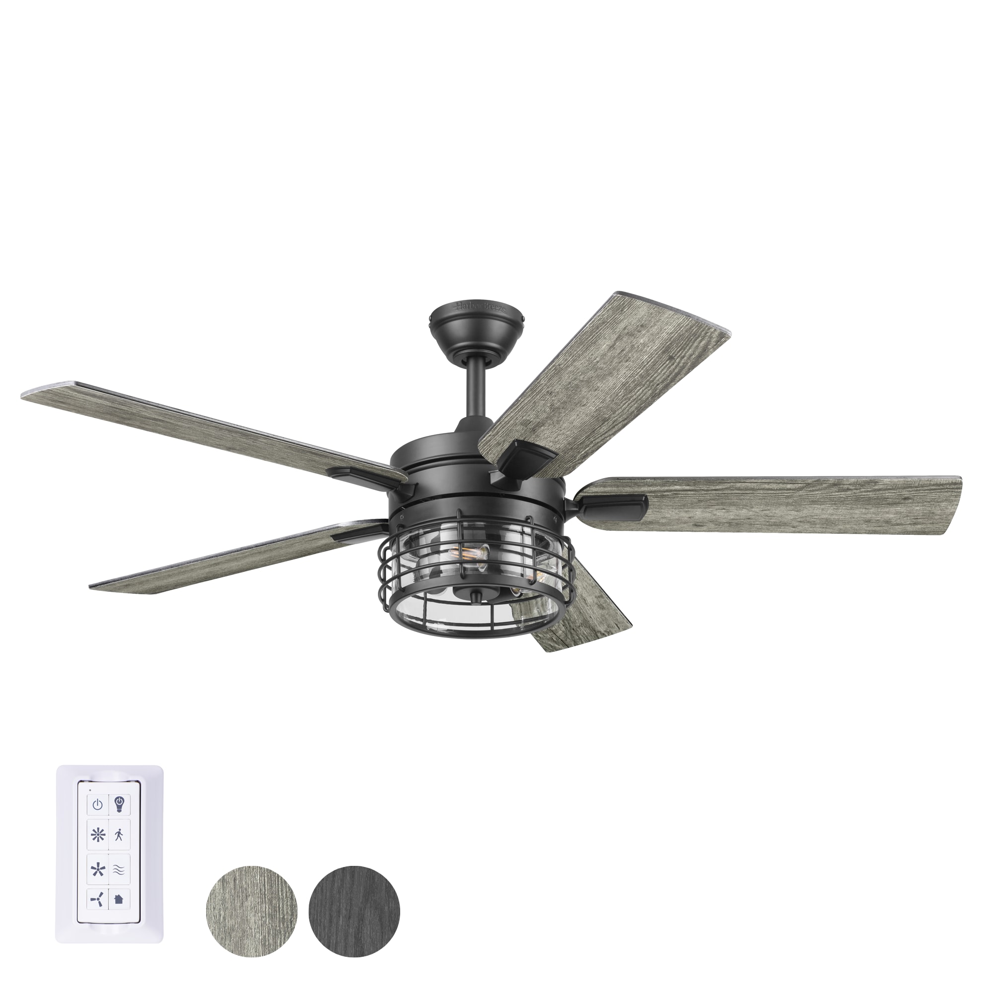 Harbor Breeze Lindholm 52 In Matte Black Indoor Outdoor Ceiling Fan With Light And Remote 5 Blade At Lowes Com