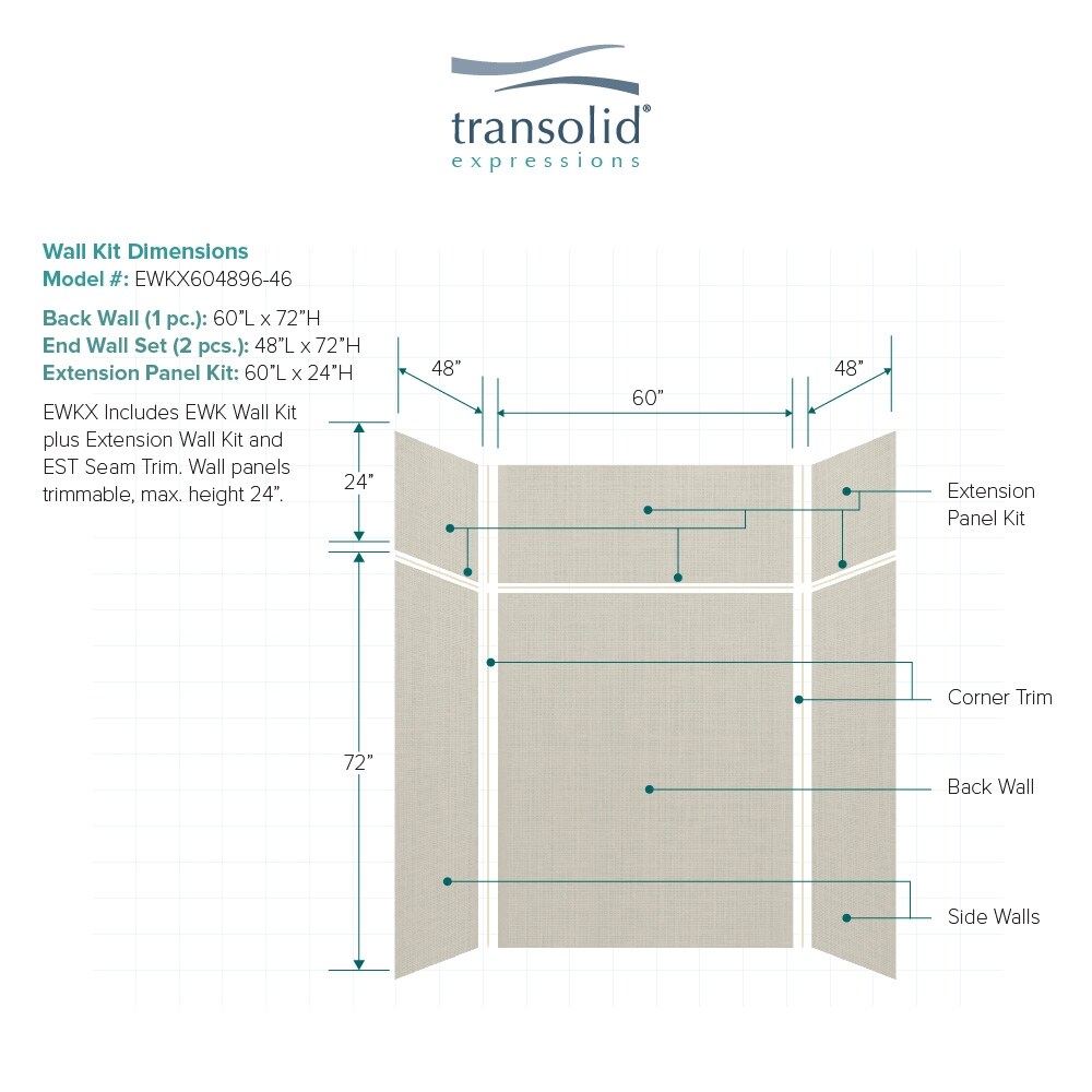 Transolid EWKX604896-46 Shower-Wall-Surrounds - View #2