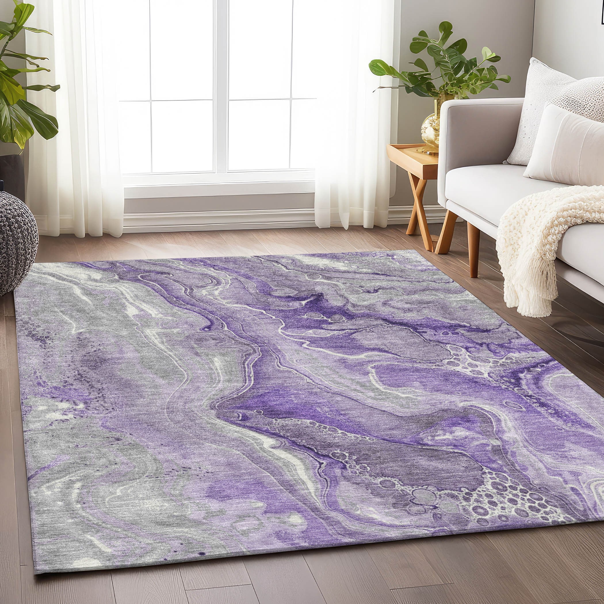 Addison Rugs ACN1681PP9X12 Chantille ACN1681PP 9 x 12 (ft) Loomed Polyester Purple Rectangular Indoor/Outdoor Machine washable Area rug