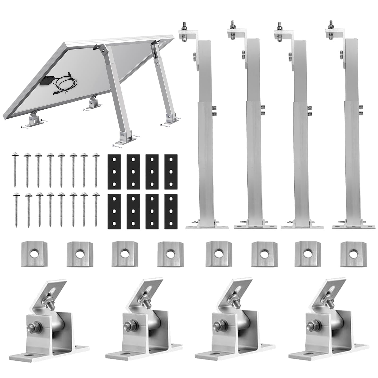 Misopily Adjustable Solar Panel Mounting Kit 2 Sets Aluminum Alloy Tilt Brackets Fits Up to 400W Panels for RV Roof Wall Ground Boat Camper #LMS0421R35