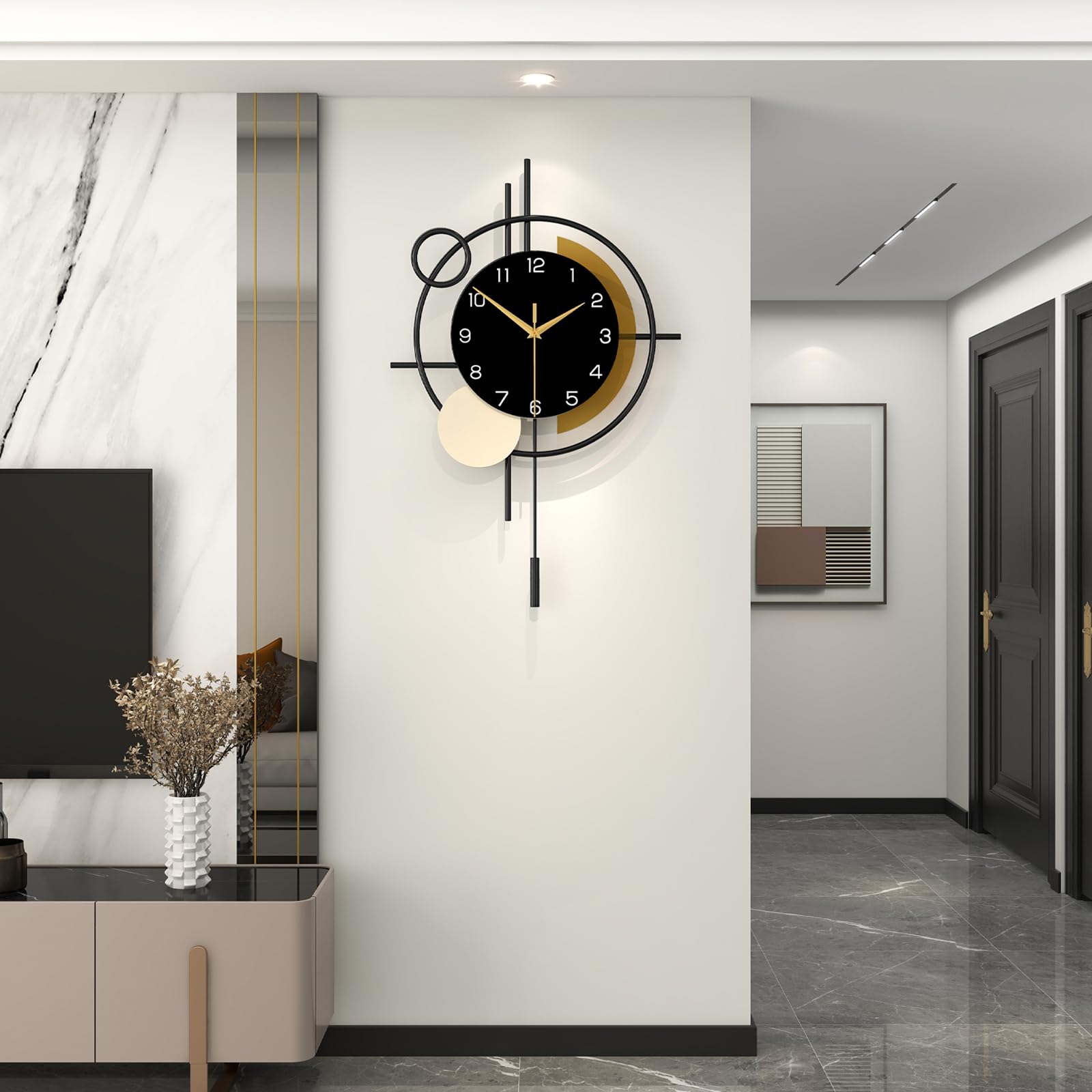 CovertSafe Large Wall Clock Living Room Decor Modern Pendulum in the