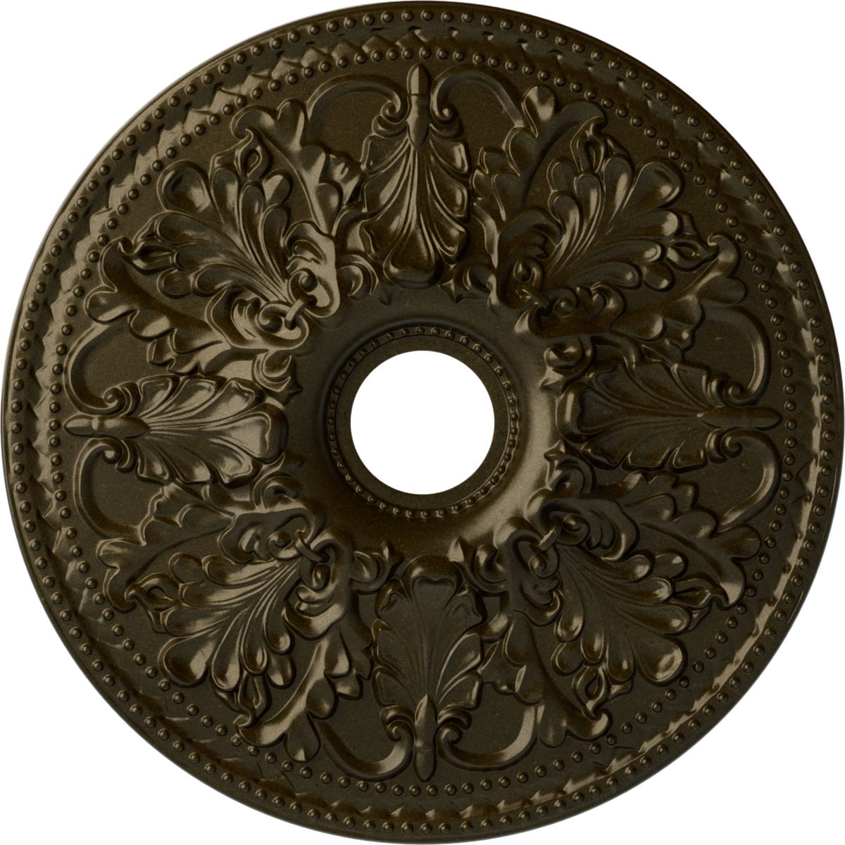 Ekena Millwork CM23ASGGS Ashley 23.875-in W x 23.875-in L Painted Green Gold Polyurethane Whole Ceiling Medallion