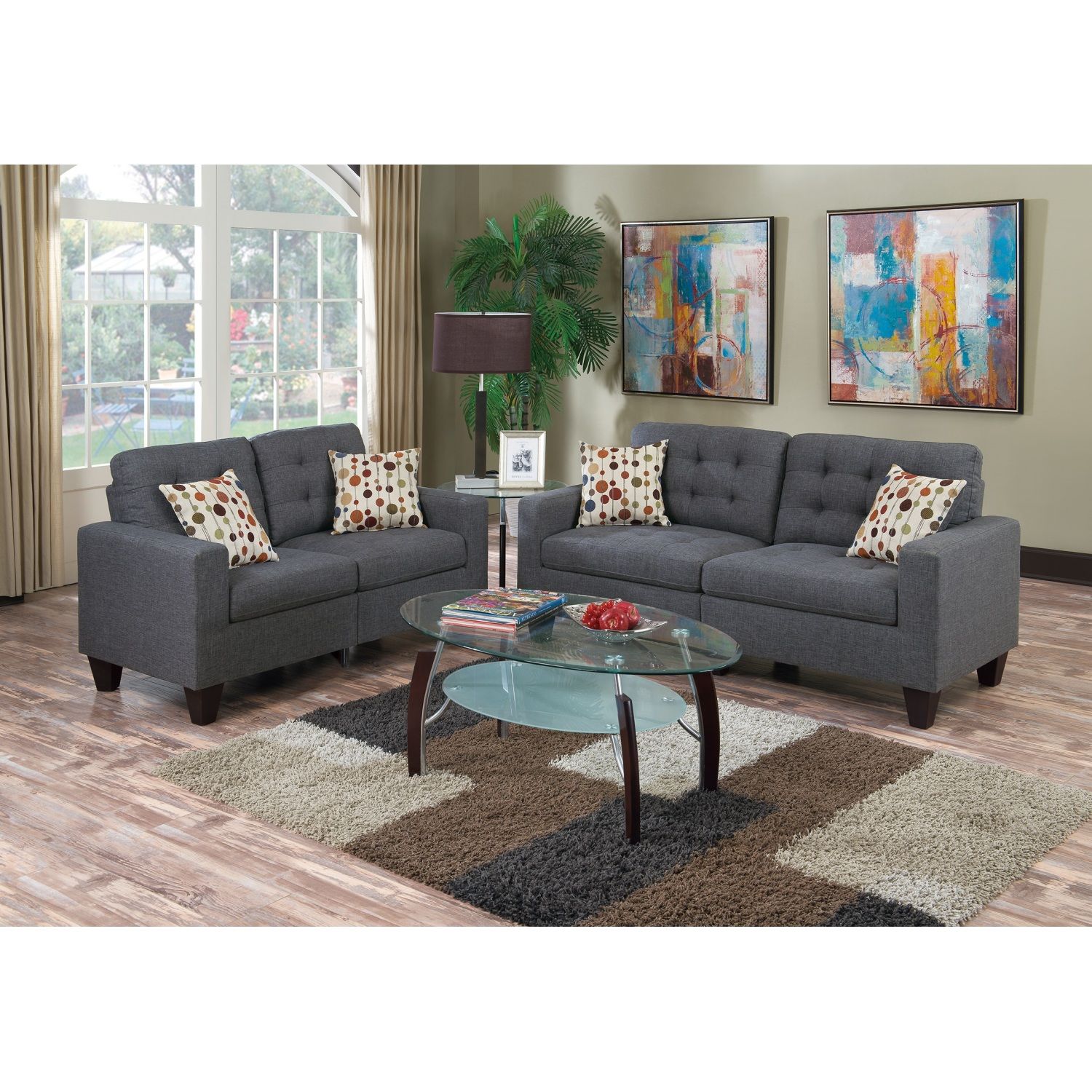 JASMODER HS00F6901-ID-AHD 32.00-Inches Modern Grey Mix Sofa