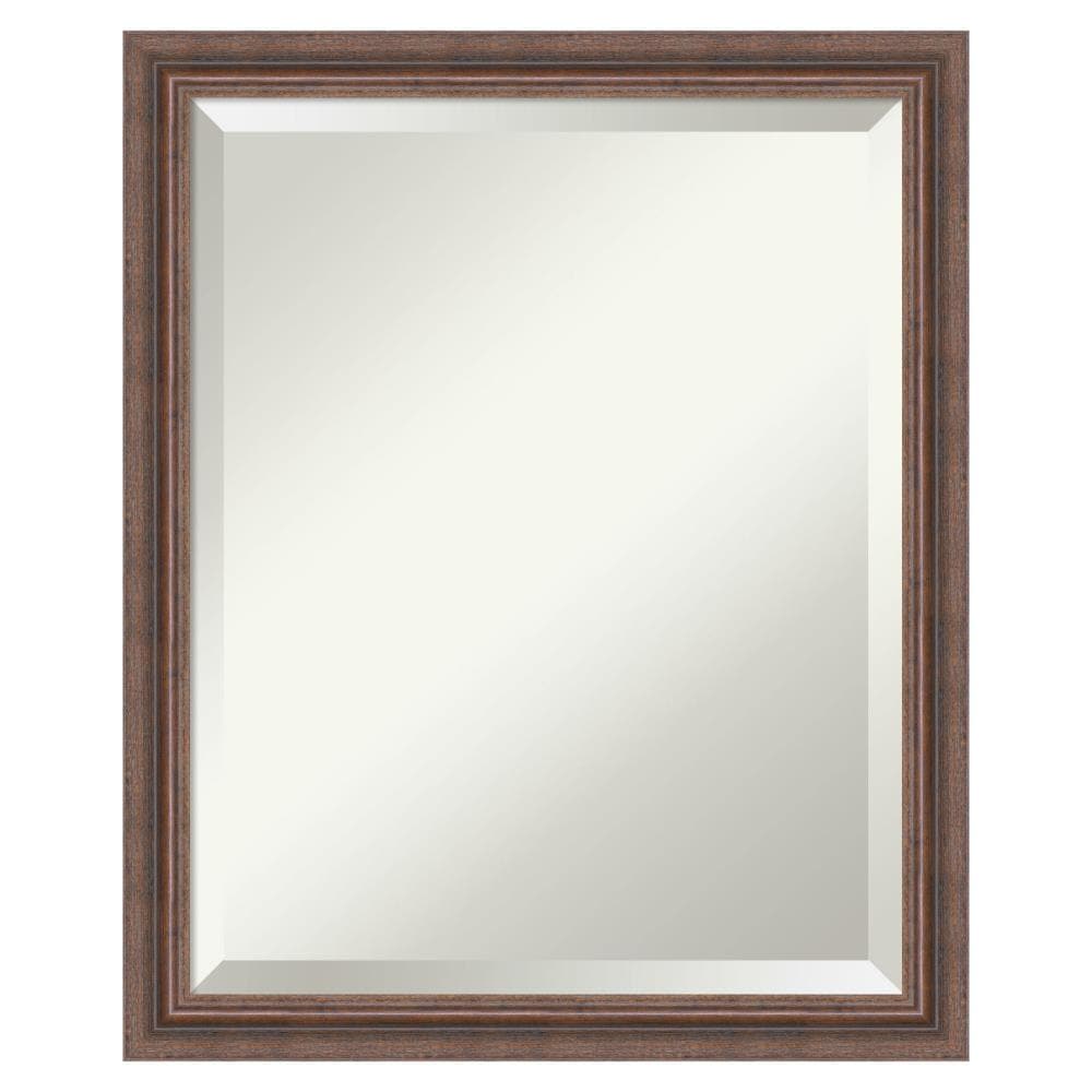 Amanti Art DSW5320747 Distressed Rustic Brown Frame 18.38-in x 22.38-in Framed Bathroom Vanity Mirror (Distressed Brown)