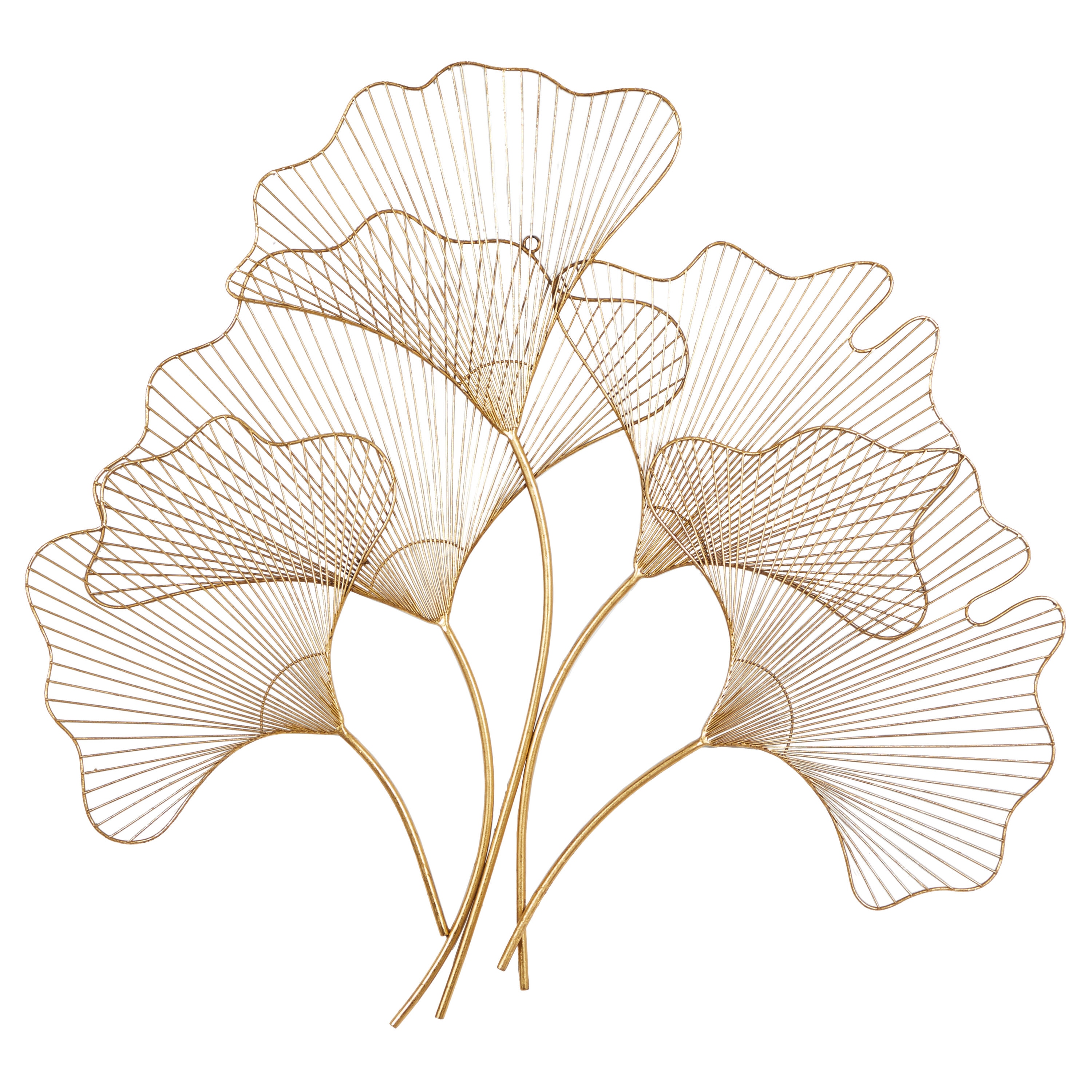 Elegant Gold Gingko Leaf Cluster Wall Sculpture, 38" x 34"