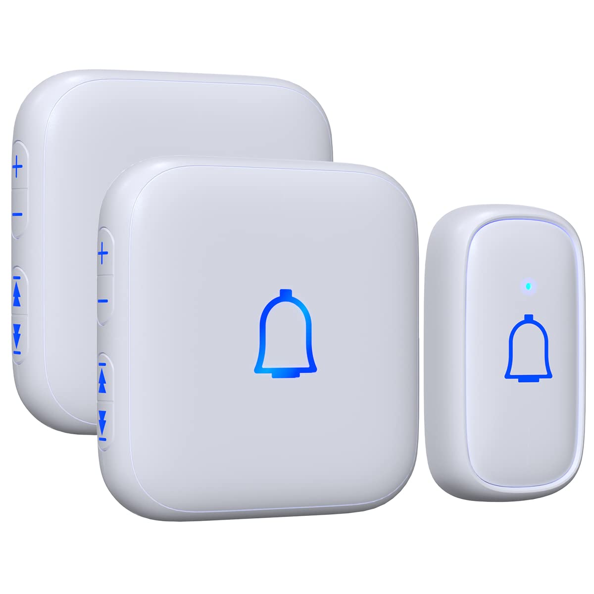 Justincity  Wireless Doorbell IP66 Waterproof 1000 Feet Range 66 Chimes 7 Volume Levels LED Flash Mute Mode for Home Office Classroom Kids Room