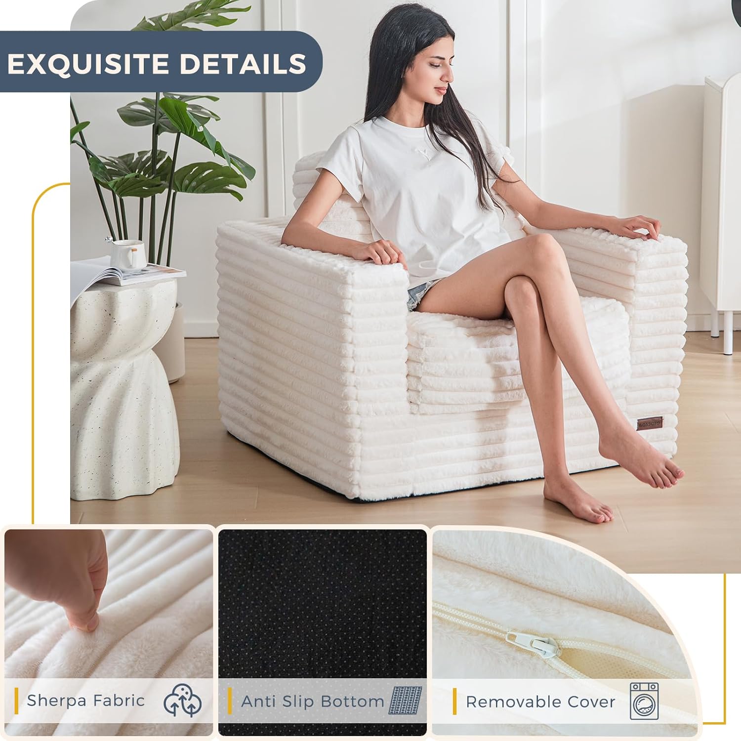 MAXYOYO M-A66-BEIGE Bean-Bag-Chairs - View #3