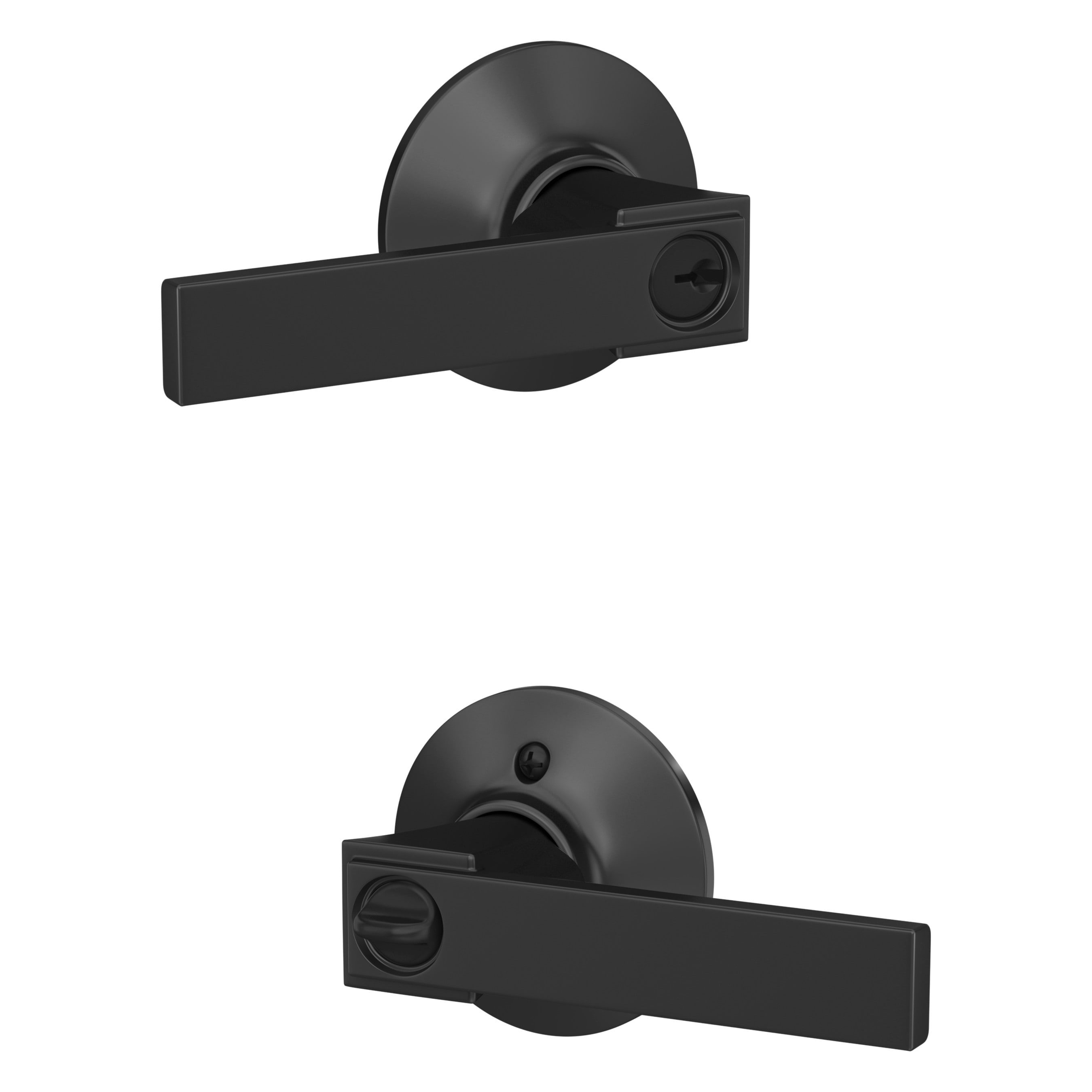 Schlage F51A NBK 622 PLY Northbrook - Plymouth Matte Black Exterior Keyed Entry Door Handle