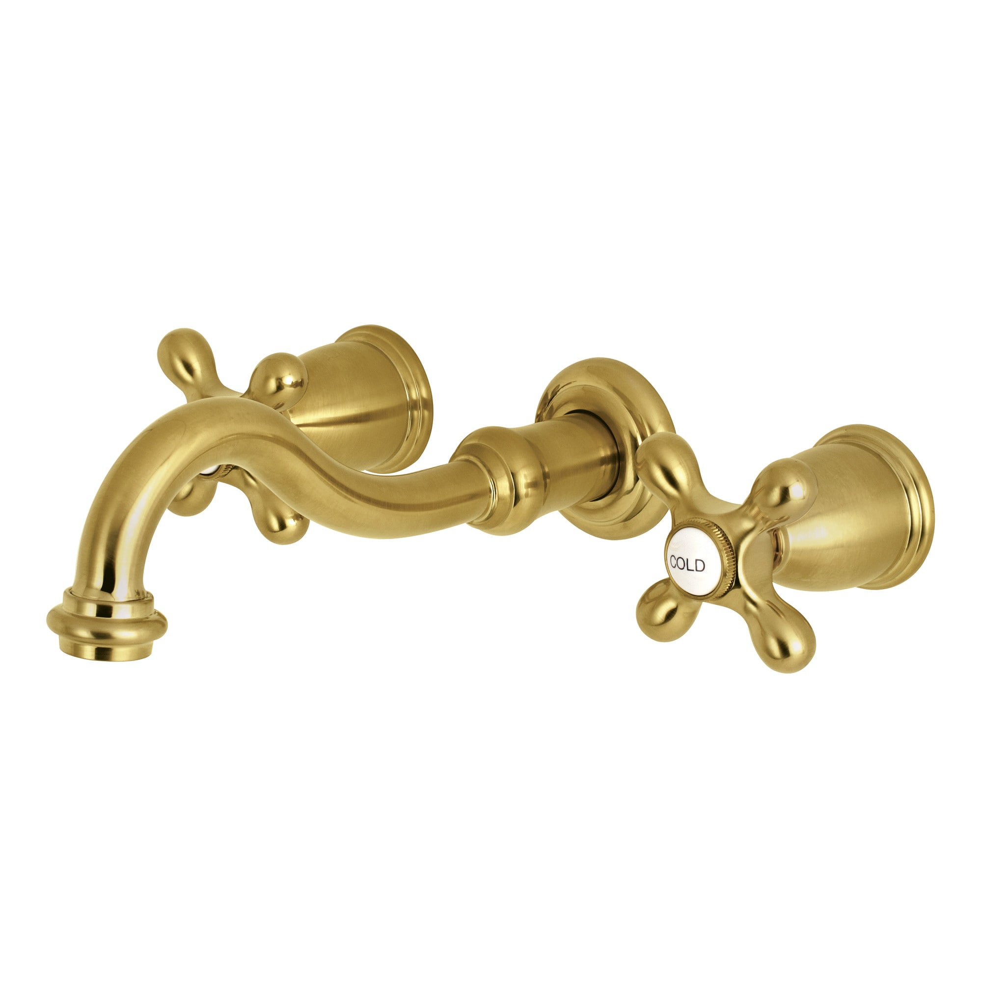 Kingston Brass WLKS3027AX Restoration Brushed brass 2-handle Wall-mount Low-arc Bathtub Faucet ( Valve Included )