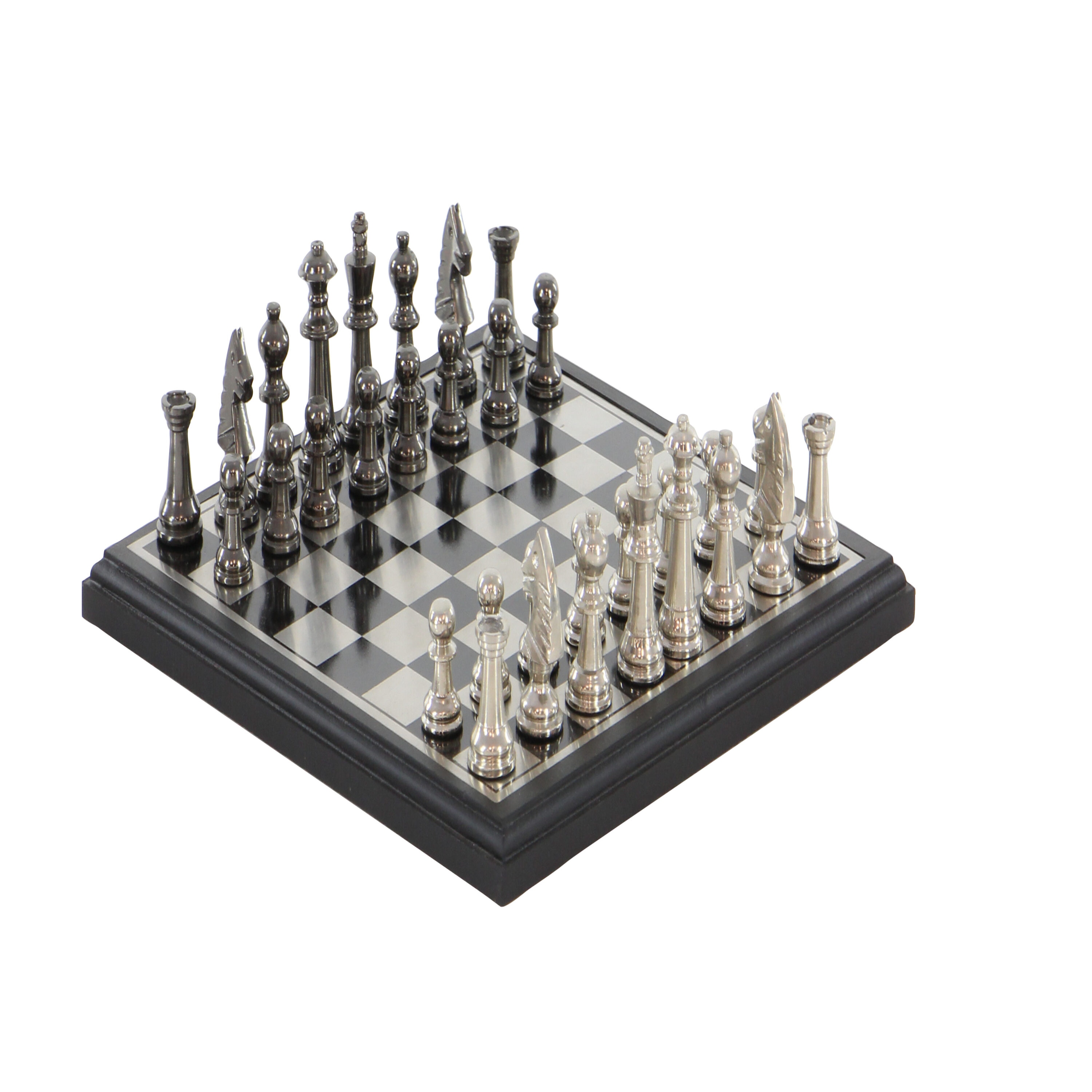Black and Silver Aluminum Chess Set with Square Board
