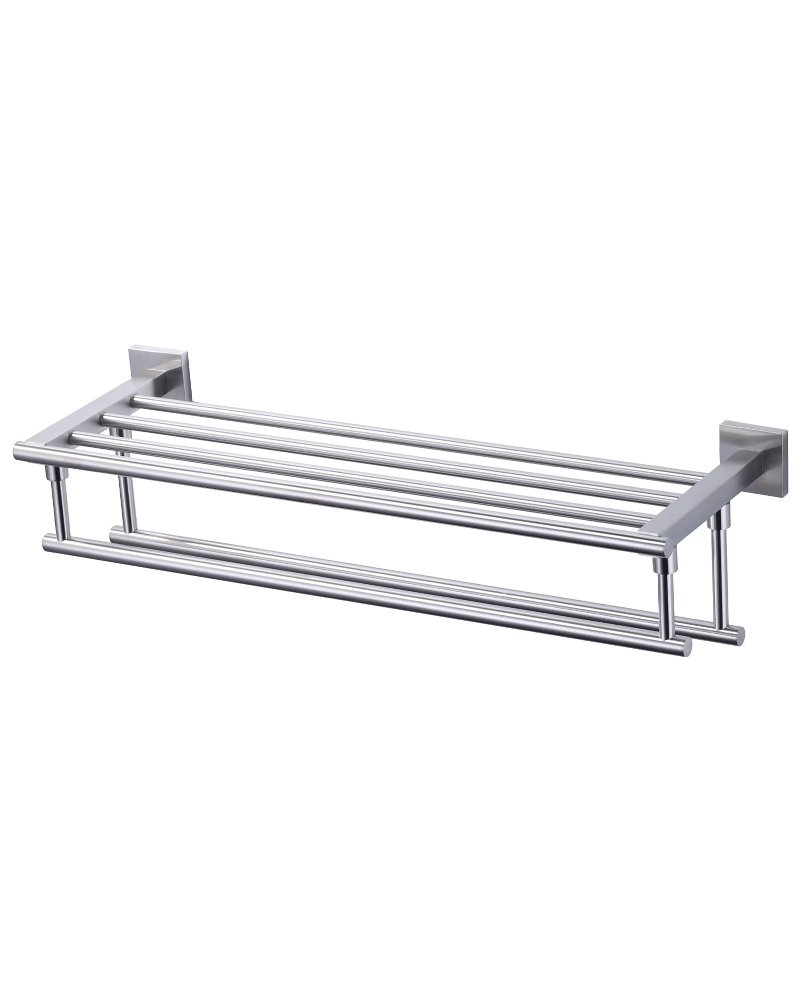 WOWOW 4050102 24-in double Brushed Nickel Wall mount Double Towel Bar