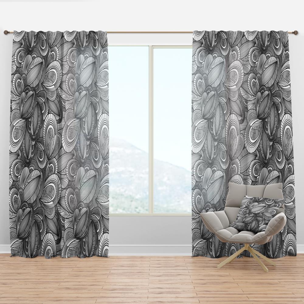 Designart CTN19202-52-95 95-Inches Black Geometric Room darkening Thermal lined Rod pocket Single curtain panel