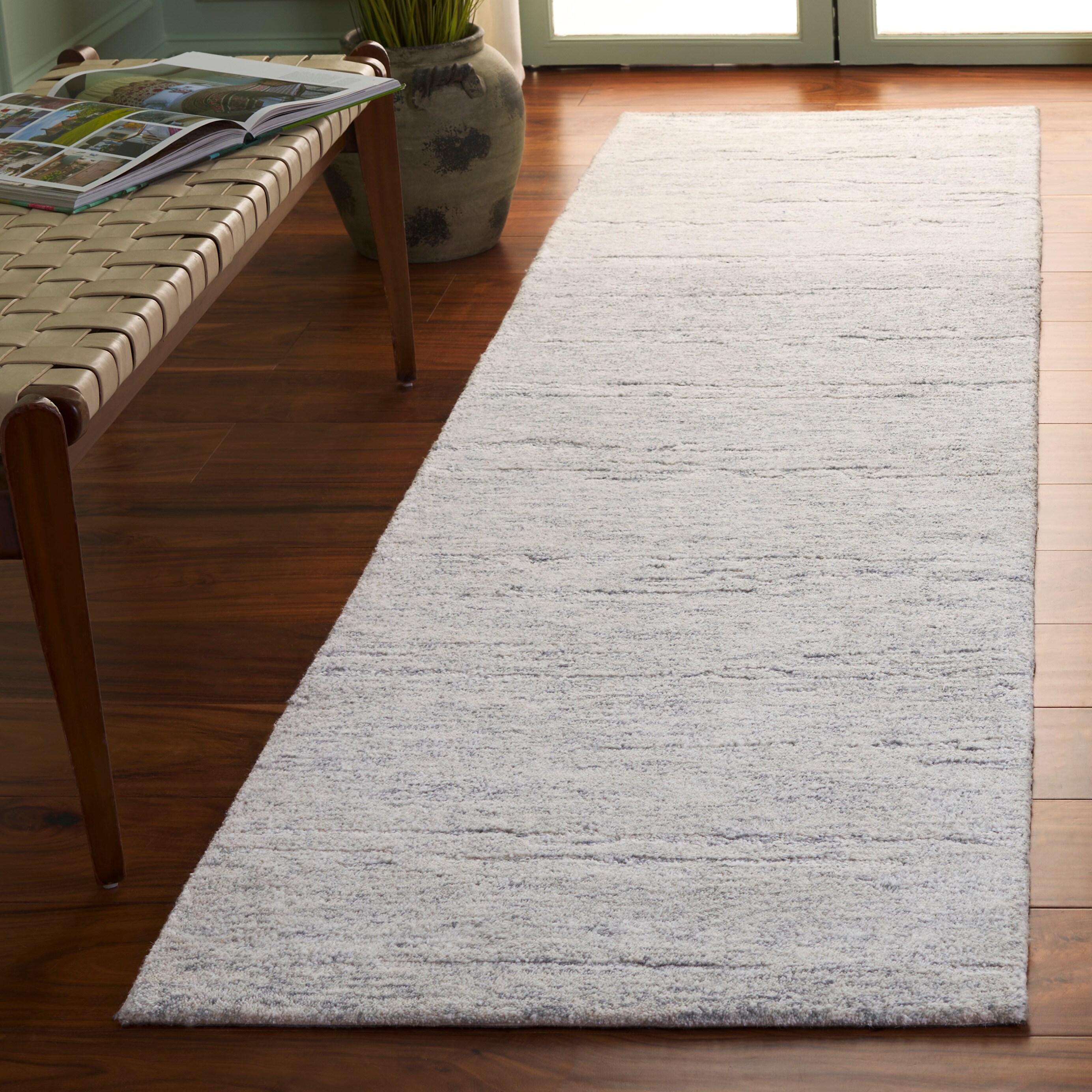  Ebony 224 Ivory/Dark Gray Solid / Tonal 2ft-3in x 9ft Runner Rug