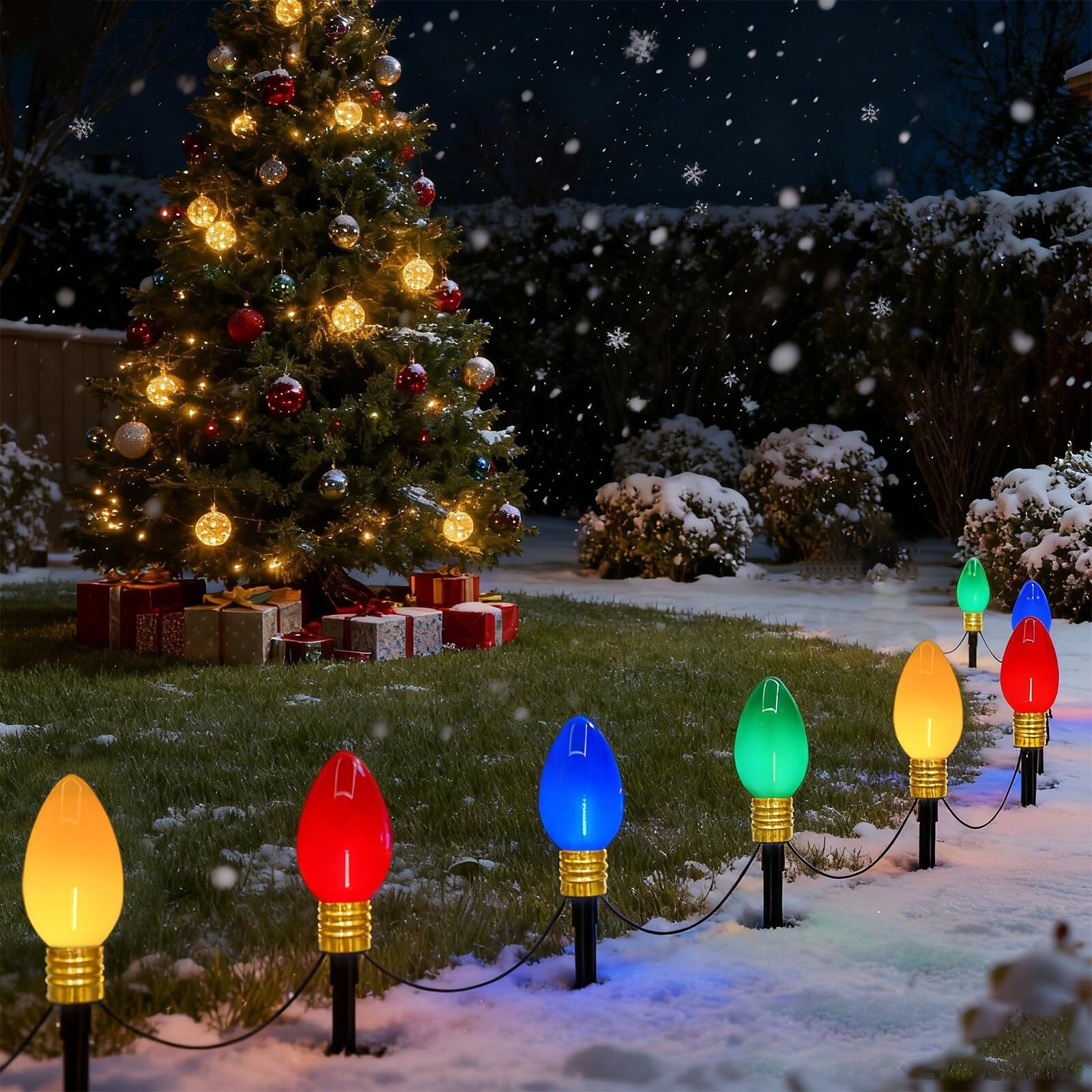 Vrbgify Jumbo C9 LED Christmas Pathway Lights Outdoor 2 pack 7 ft