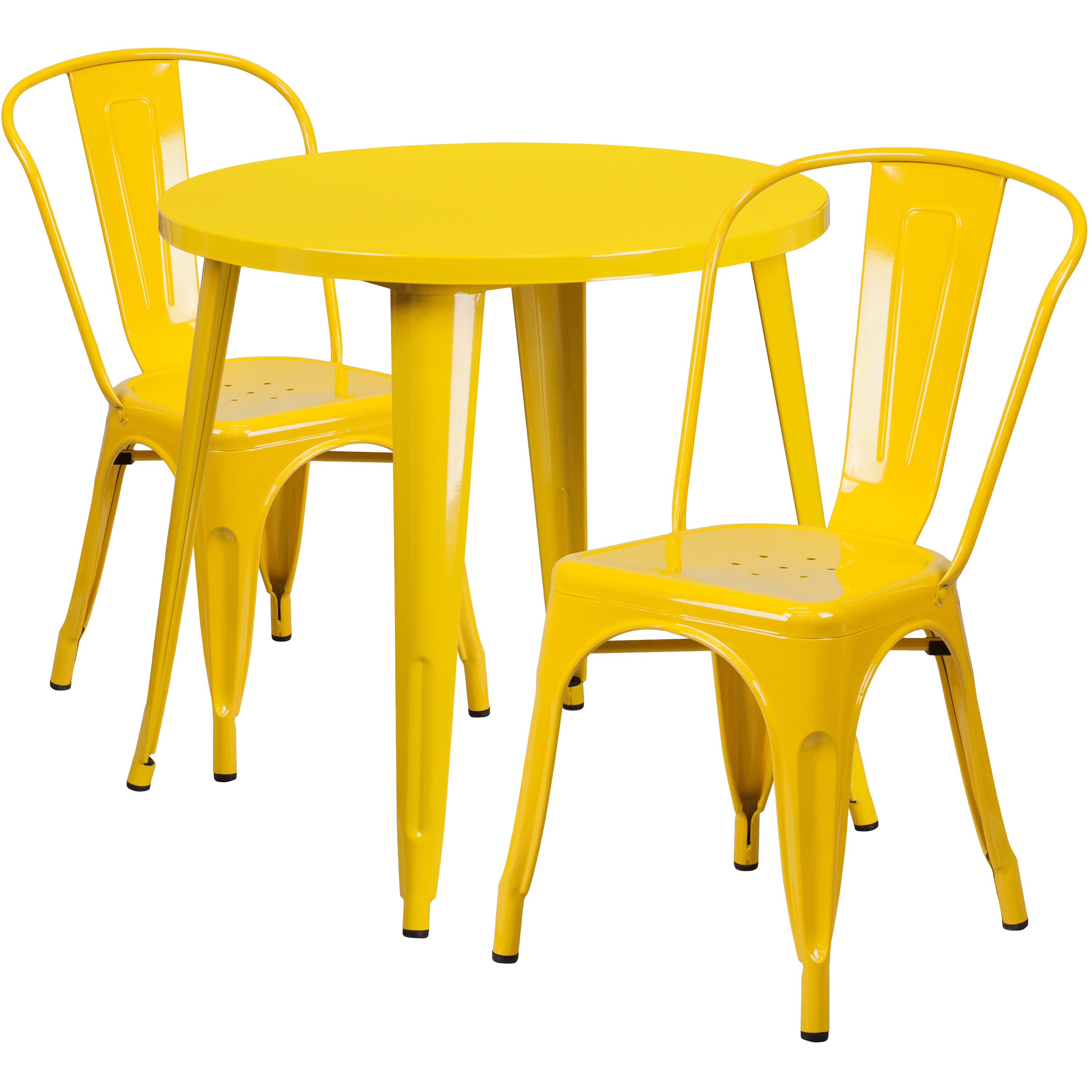 Flash Furniture 889142081975 Yellow Contemporary/Modern Dining Room Set with Round Table (Seats 2)