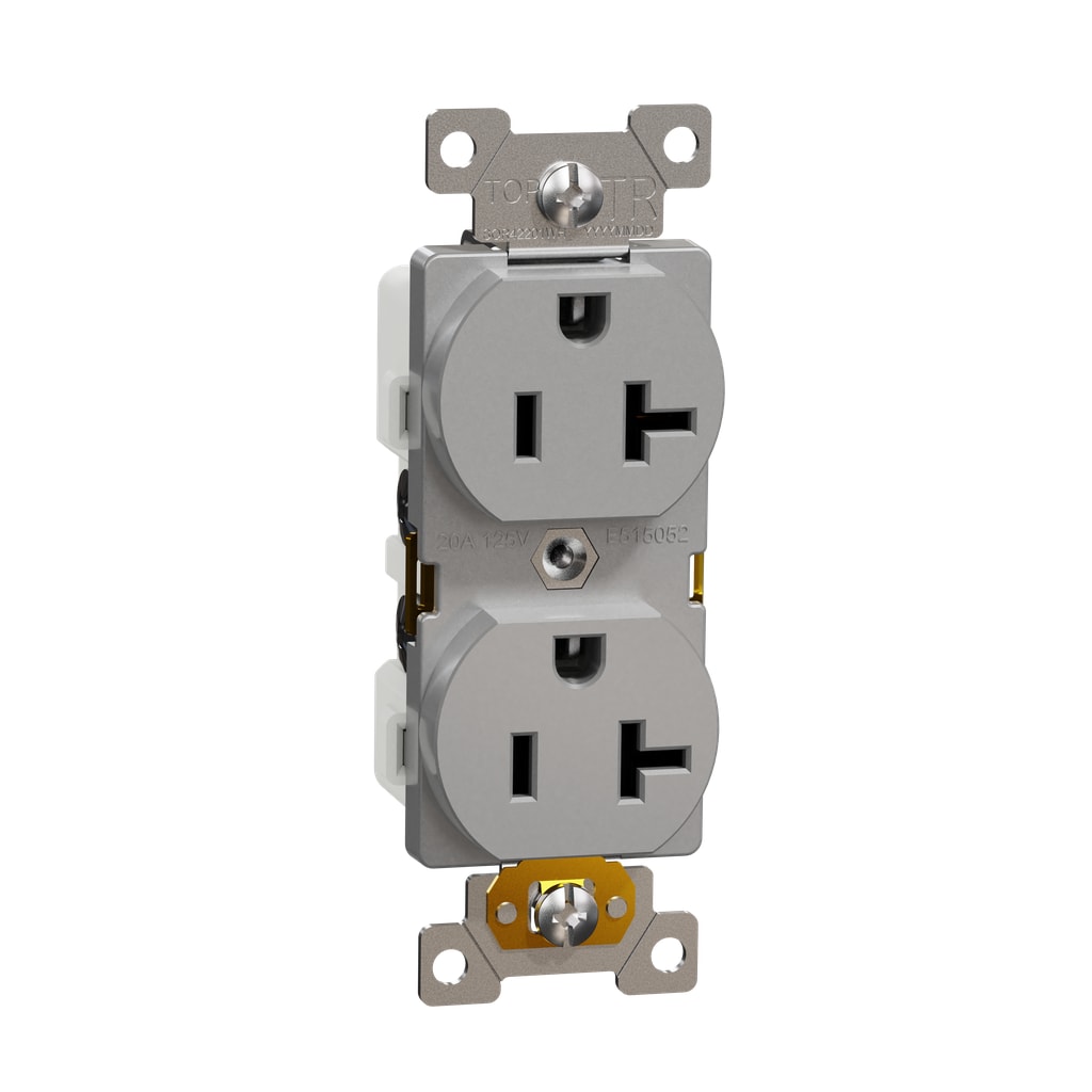 Square D SQR42201GY X Series 20 -Amp 125-volt Tamper Resistant Residential/Commercial Duplex Outlet , Matte Gray