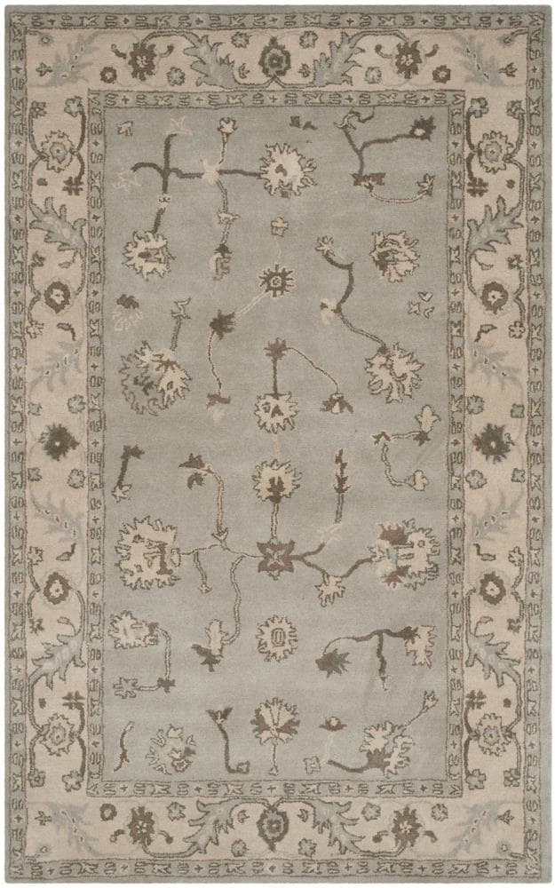 Safavieh Heritage Samarkand 3 x 5 Beige/Gray Indoor Floral/Botanical Oriental Handcrafted Throw Rug