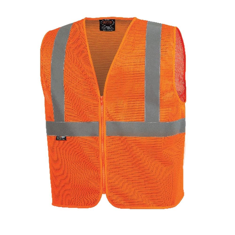 FREE Shipping! 3XL Safety Vest Orange 2 Inside Pockets Zipper GLO-006 
