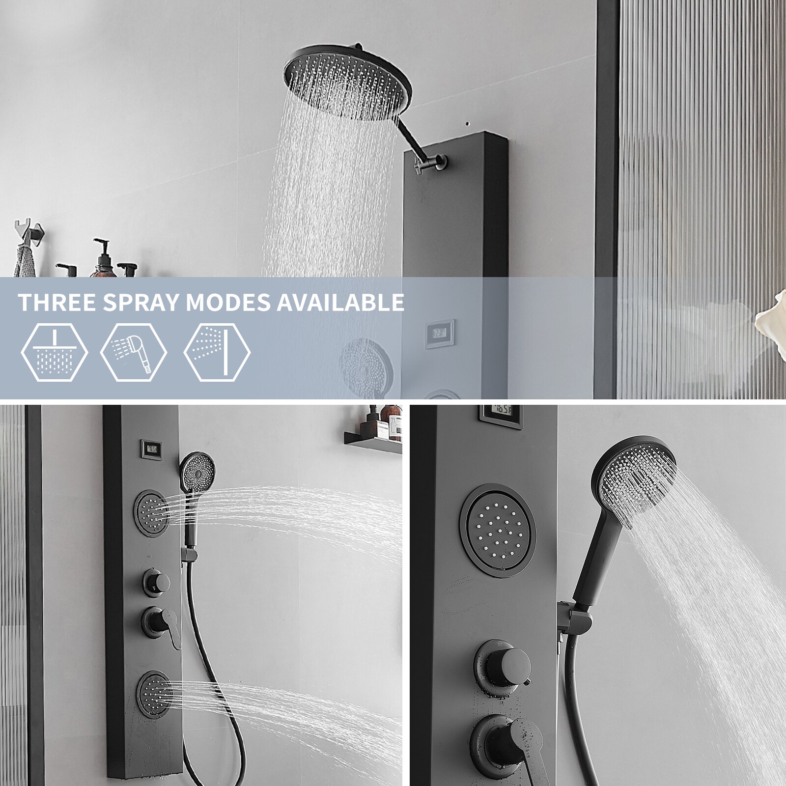 BWE YTP06-BLACK Showerhead-Bar-Panels - View #6