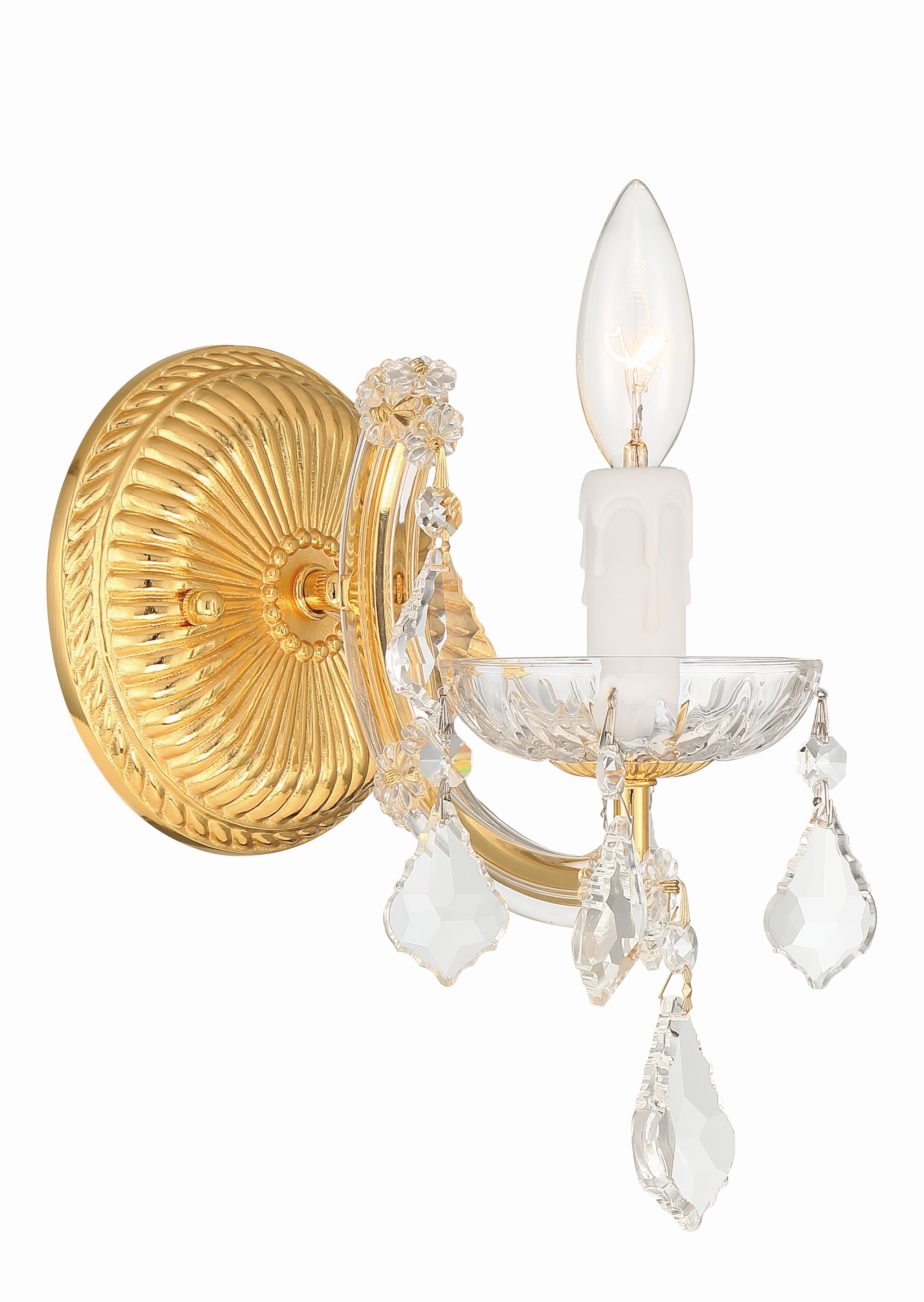 Crystorama Maria Theresa 1 Light Hand Cut Crystal Gold Sconce in the ...