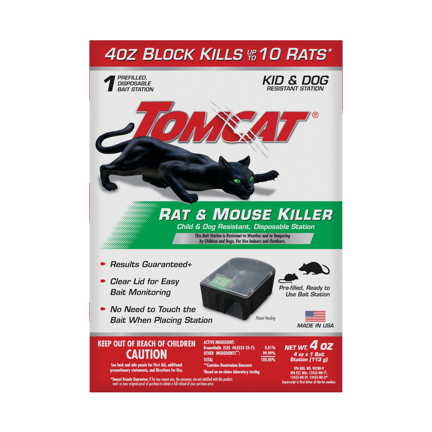 Tomcat Mouse Killer Child Resistant, Disposable Station, 4 Pre-Filled  Ready-To-Use Bait Stations