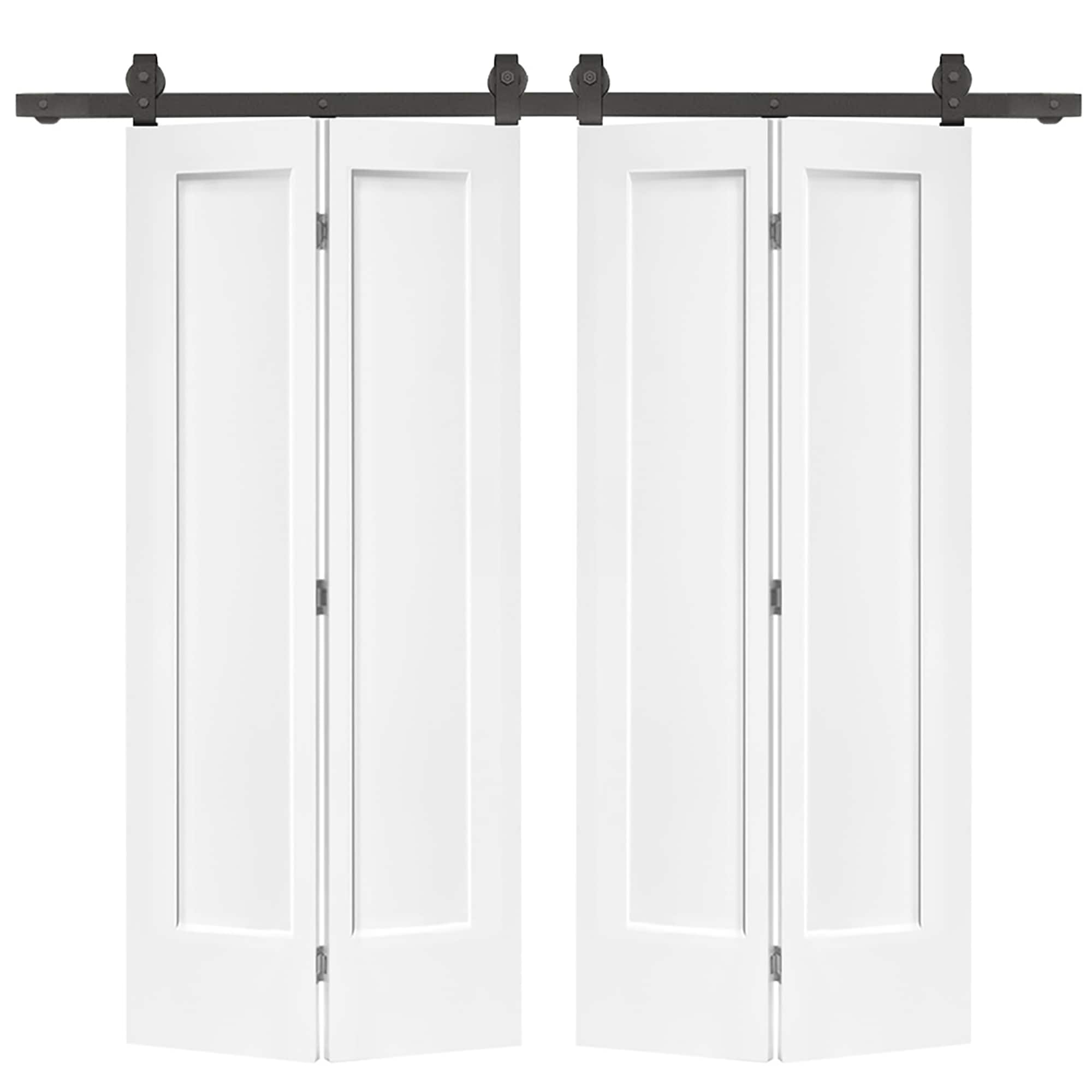 Fun Orange Double bifold 60-in x 80-in White MDF Sliding Barn Door ...