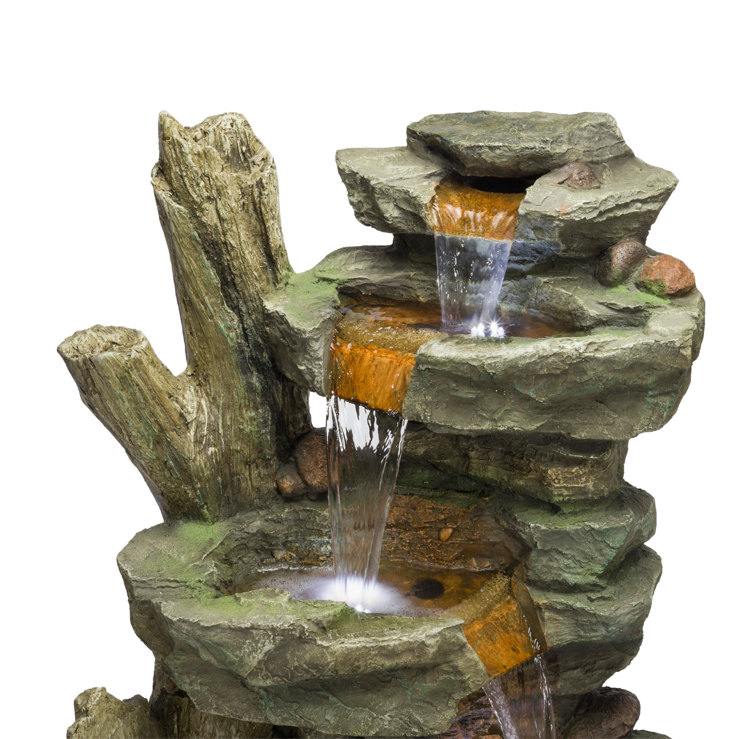 Alpine Corporation 40-in H Resin Tiered Outdoor Fountain Pump Included ...