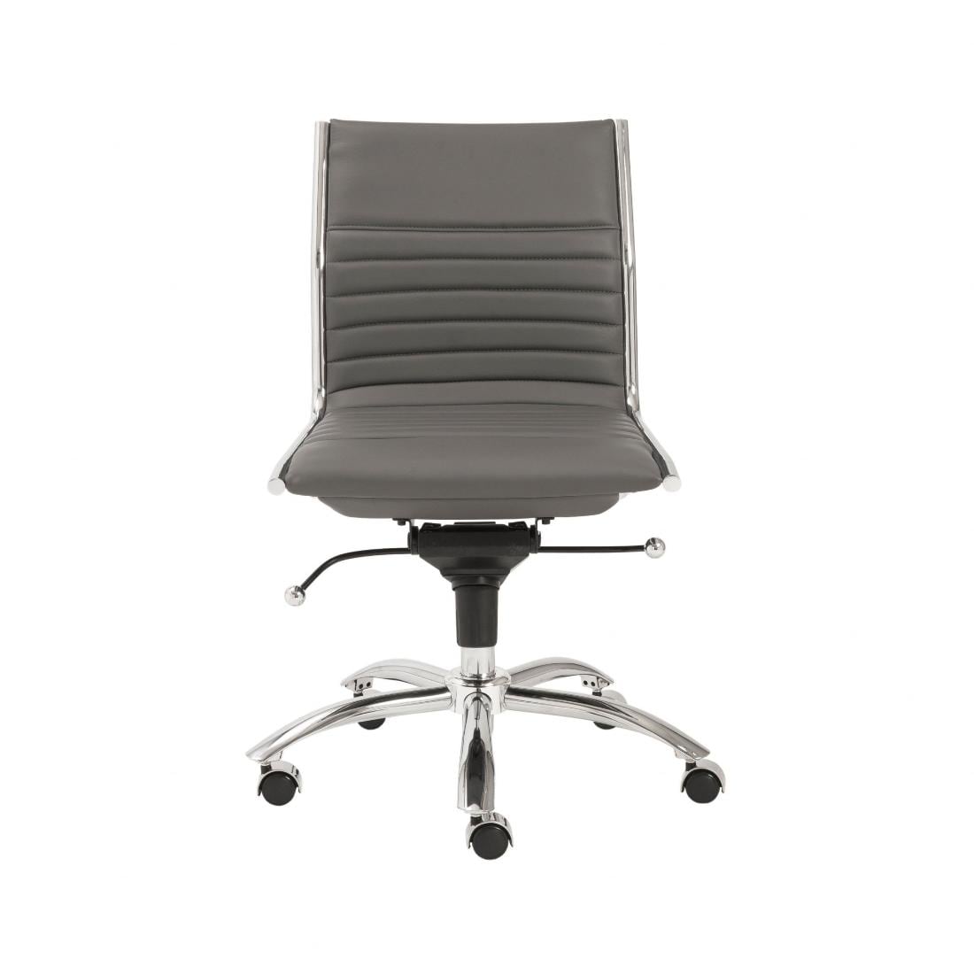 HomeRoots 370527 Amelia Gray Contemporary Adjustable Height Swivel Faux Leather Task Chair