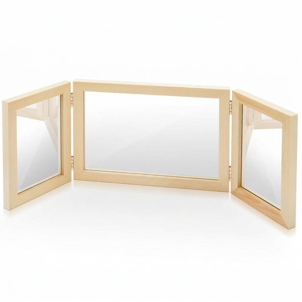 Aoibox  6 69 in W x 9 84 in H Foldable 3 Panel Acrylic Montessori Mirror with Pine Wood Frame for Classroom