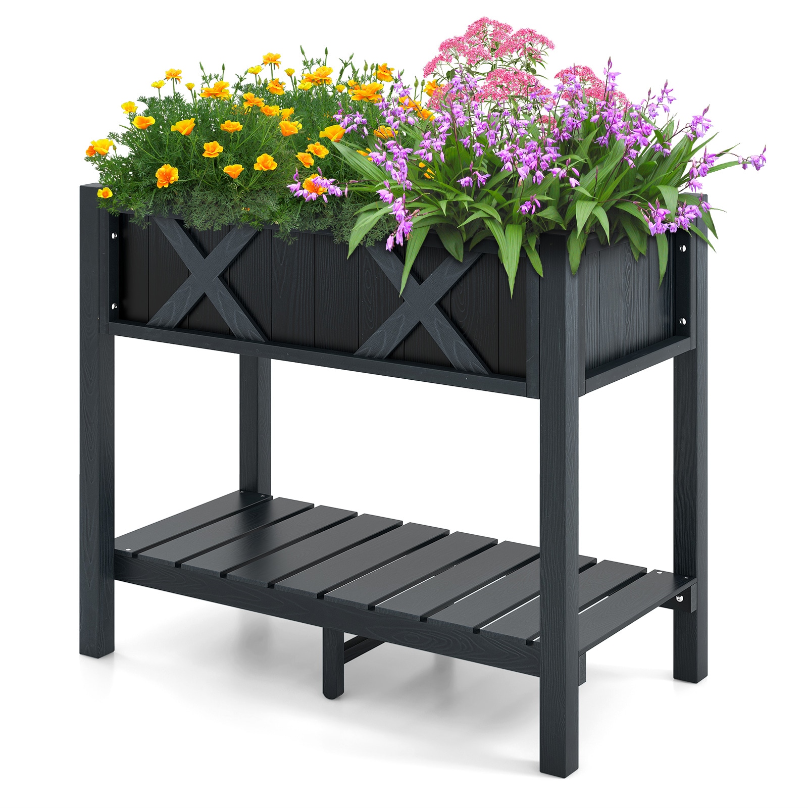  4112HSHYGD 18-in W x 34-in L x 29-in H Black Plastic Raised Garden Bed