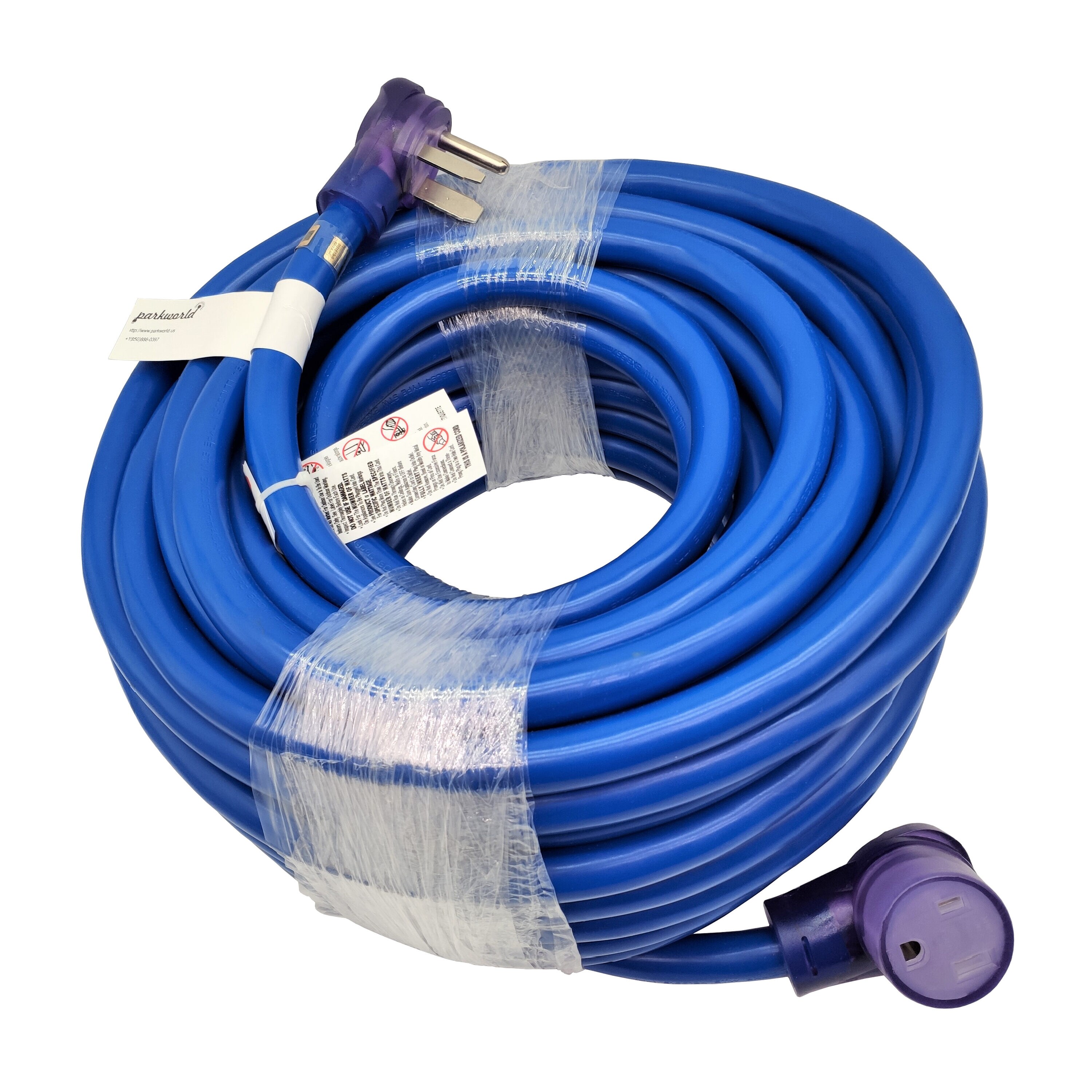 parkworld 61537 100-ft 8 / 3 3 Prong Blue Outdoor STW Heavy Duty Lighted Extension Cord