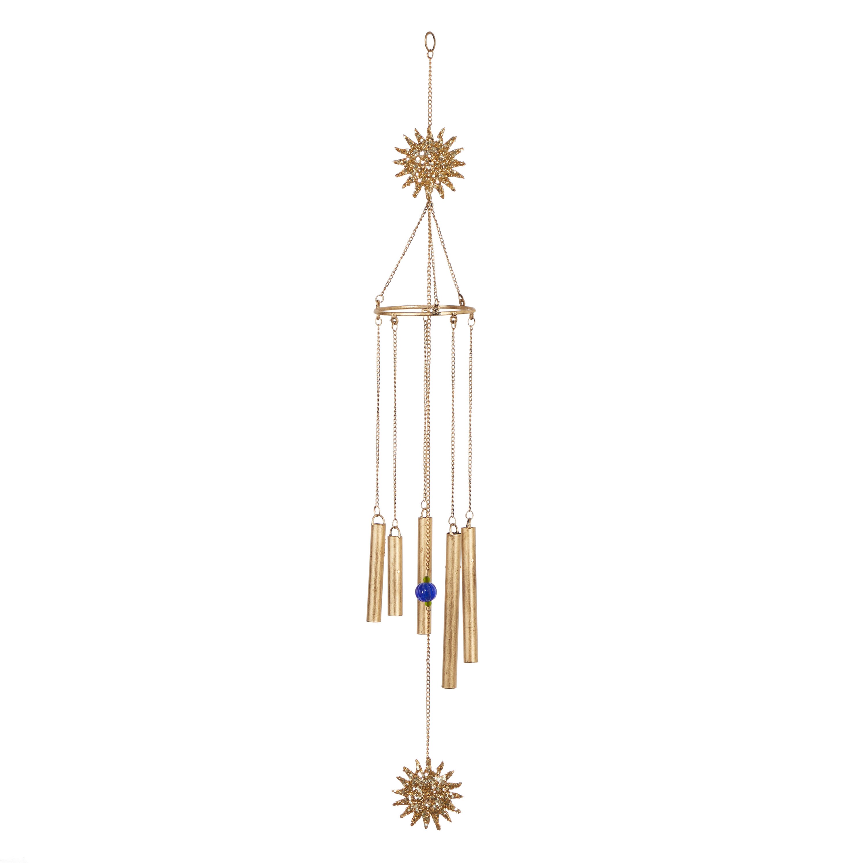 Grayson Lane 41 In X 5 In Eclectic Windchime Gold Metal Moon And Sun In The Wind Chimes 