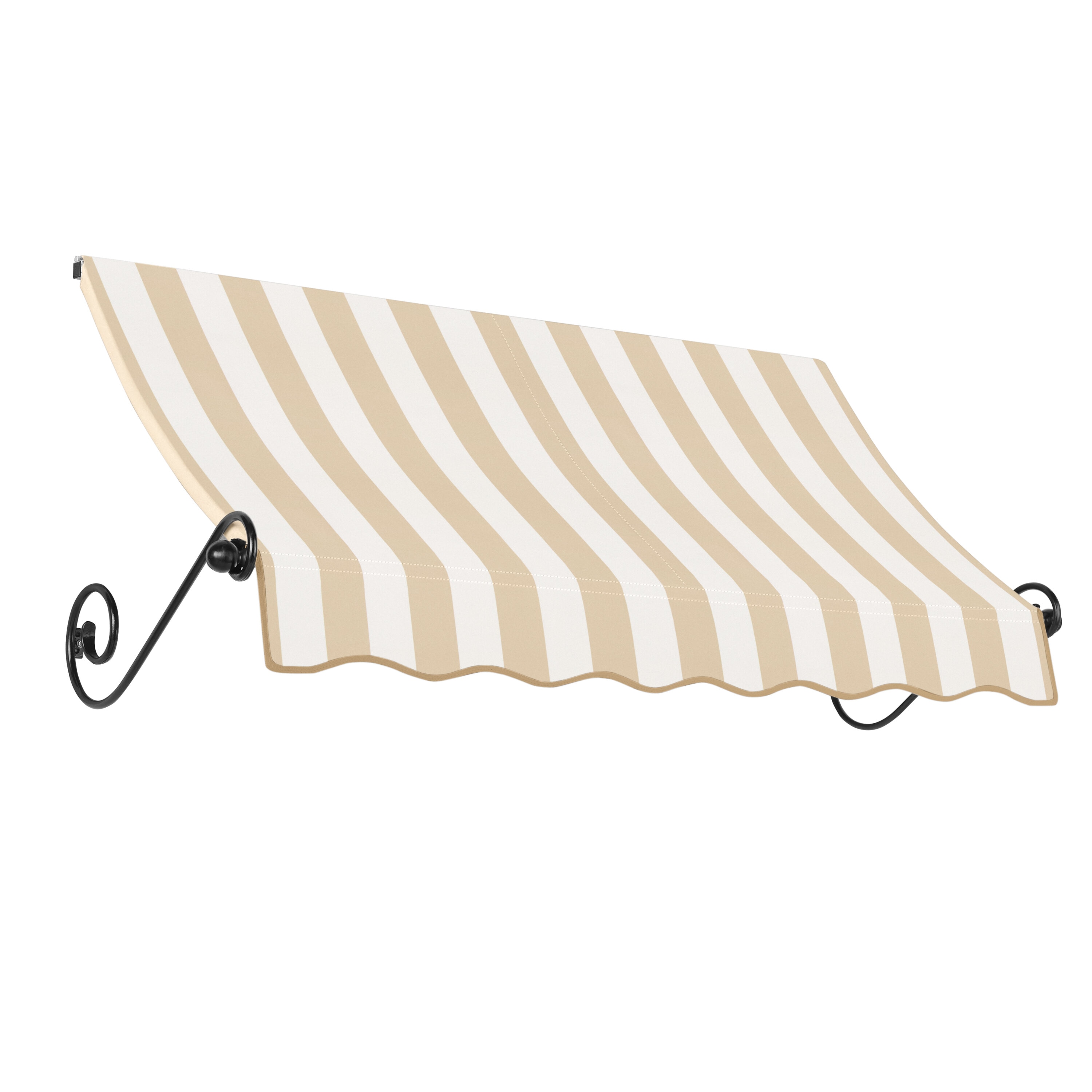 Awntech ECH23-L-8LW Charleston 100.5-in Wide x 36-in Projection x 24-in Height Fabric Linen/White Stripe Striped Fixed Window/Door Awning